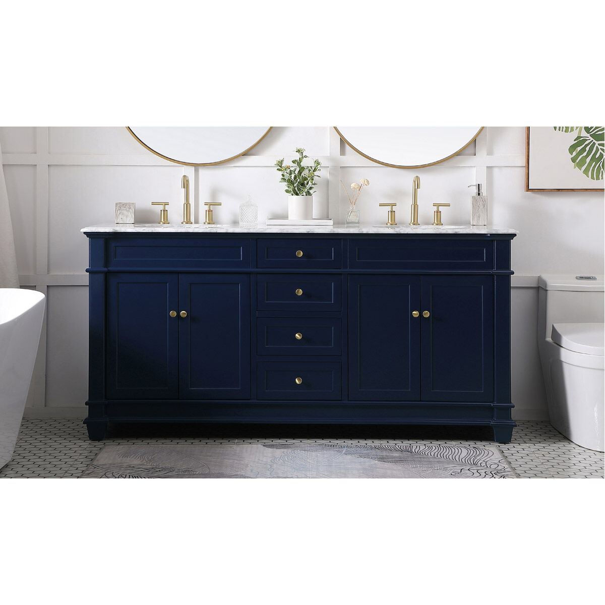 Wesley 72 X 22 X 35 inch Blue Vanity Sink Set