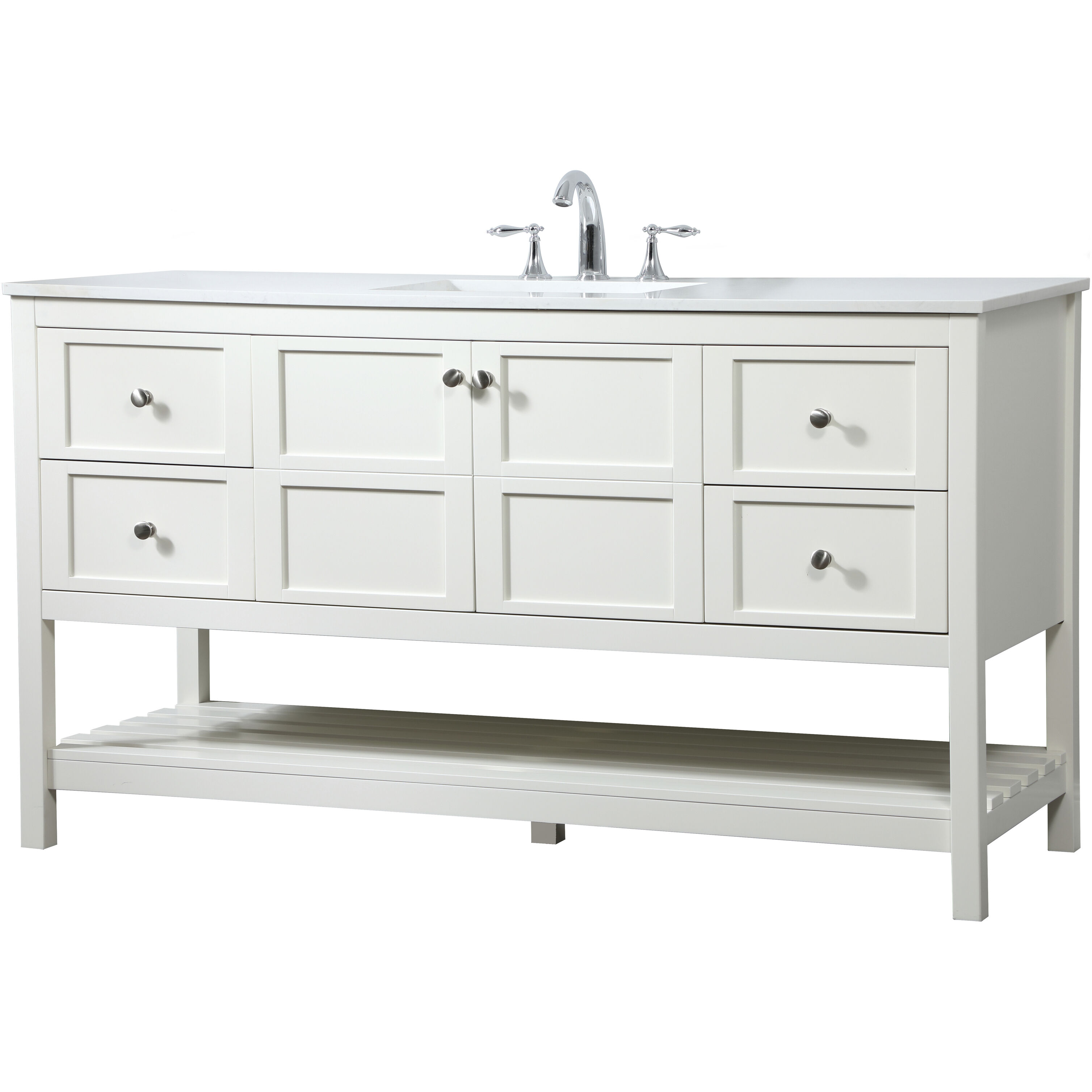 Theo 60 X 22 X 34 inch White Vanity Sink Set
