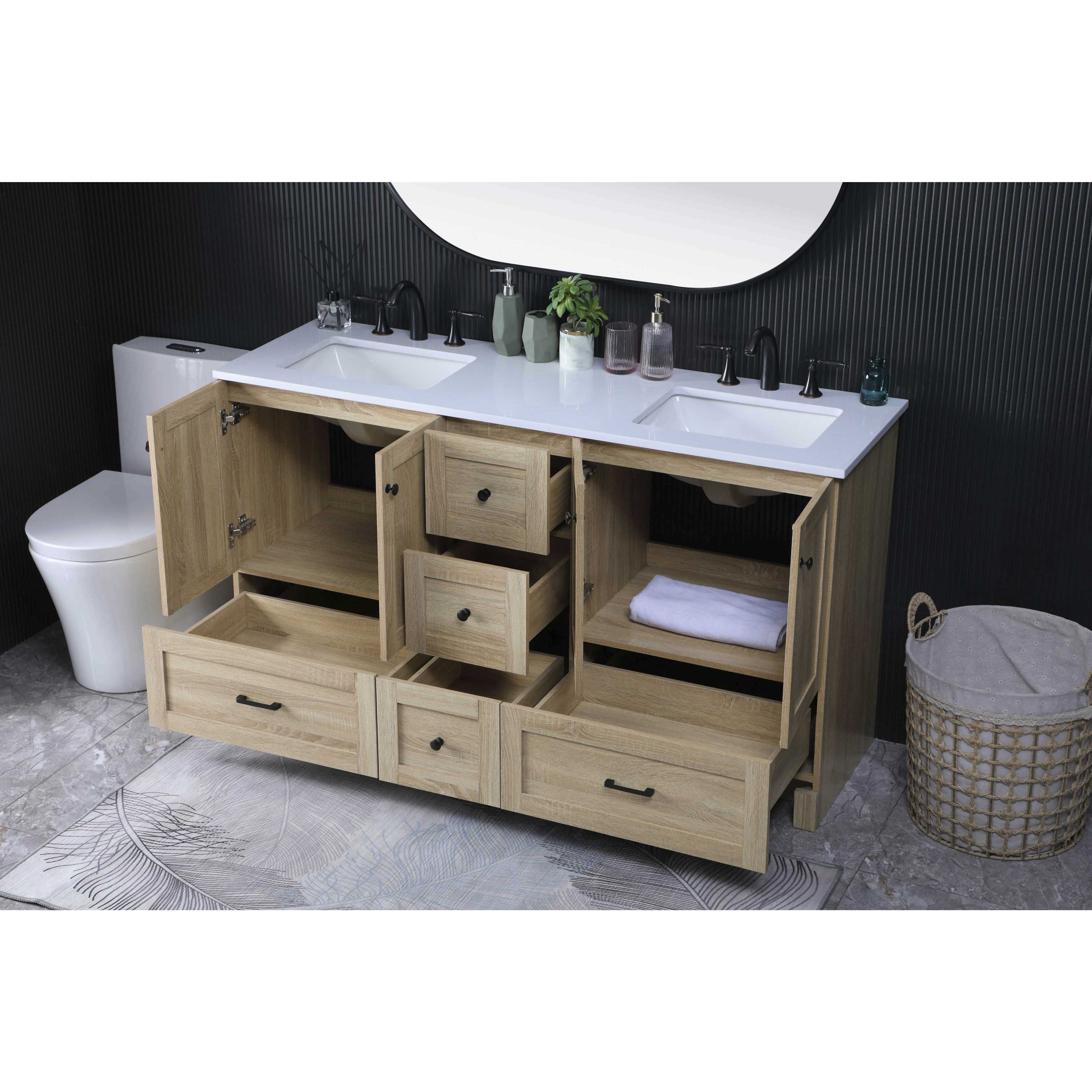 Soma 60 X 34 inch Mango Wood Bathroom Vanity Cabinet