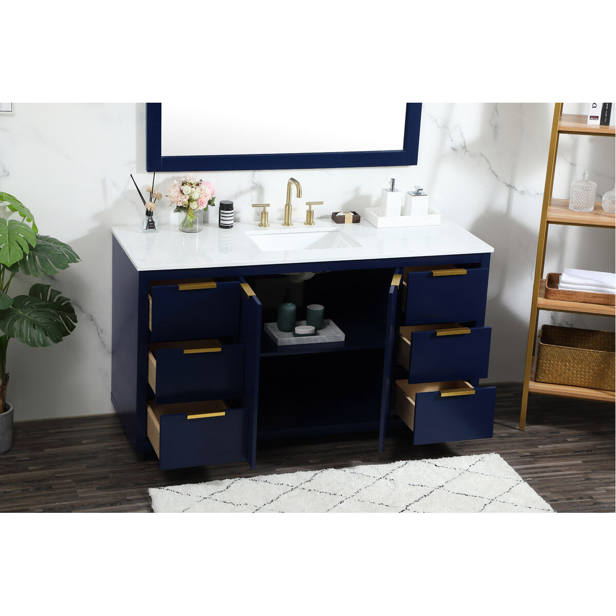 Blake 60 X 22 X 34 inch Blue Vanity Sink Set