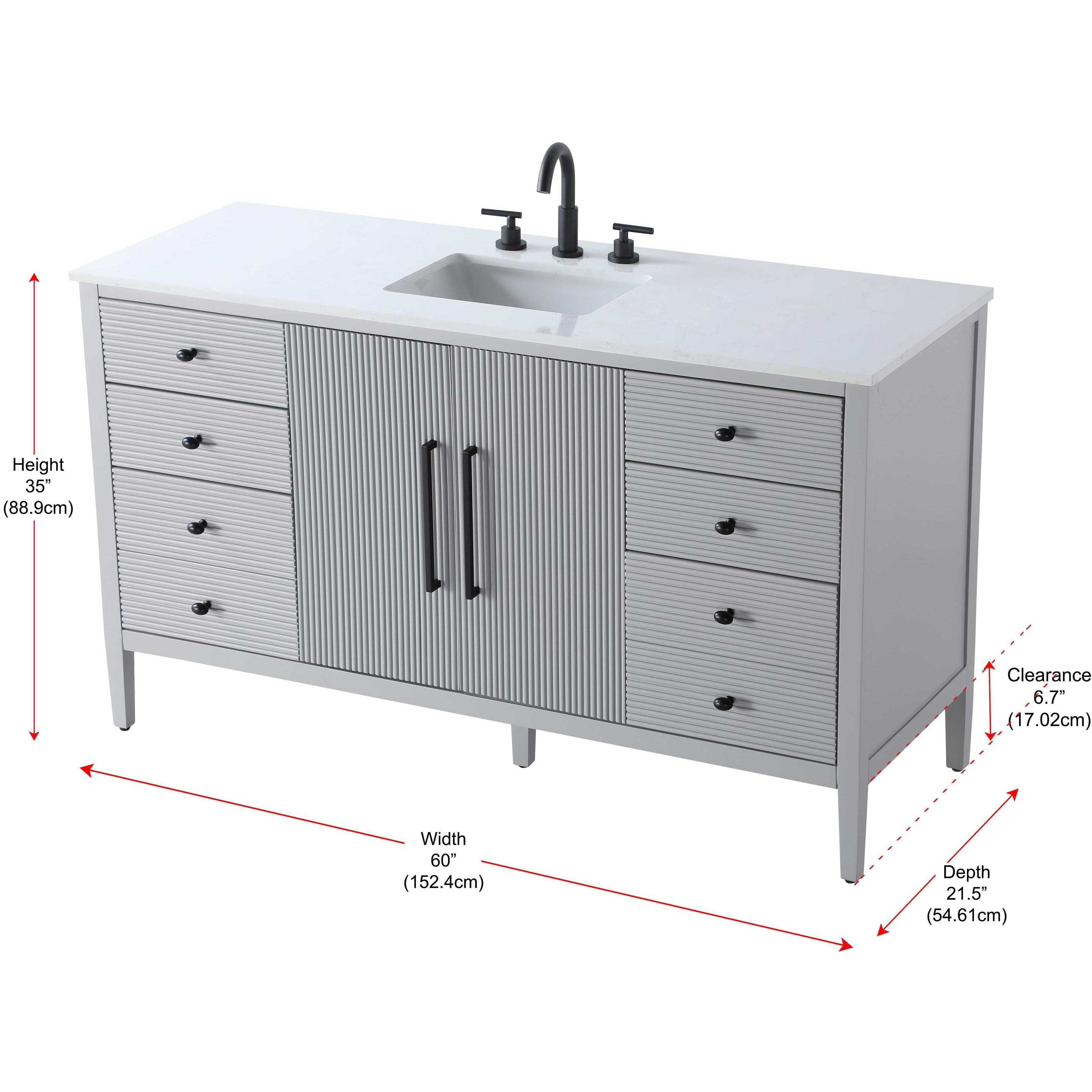 Blakely 60 X 34 inch Grey Bathroom Vanity Cabinet