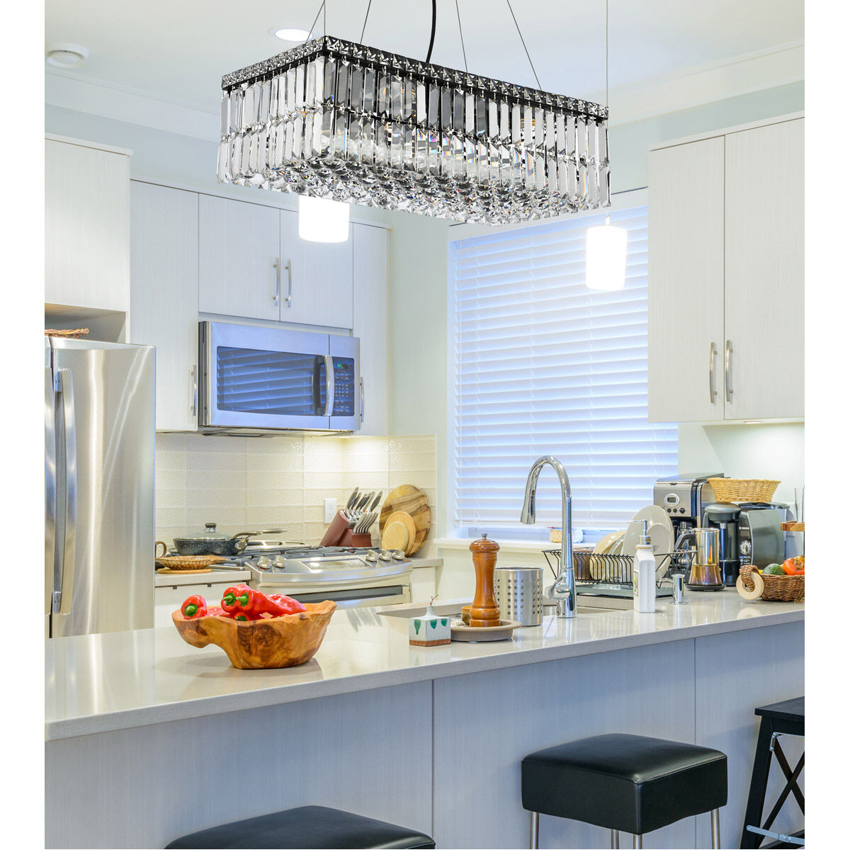 Maxime 6 Light 24 inch Black and Clear Linear Chandelier Ceiling Light in Royal Cut