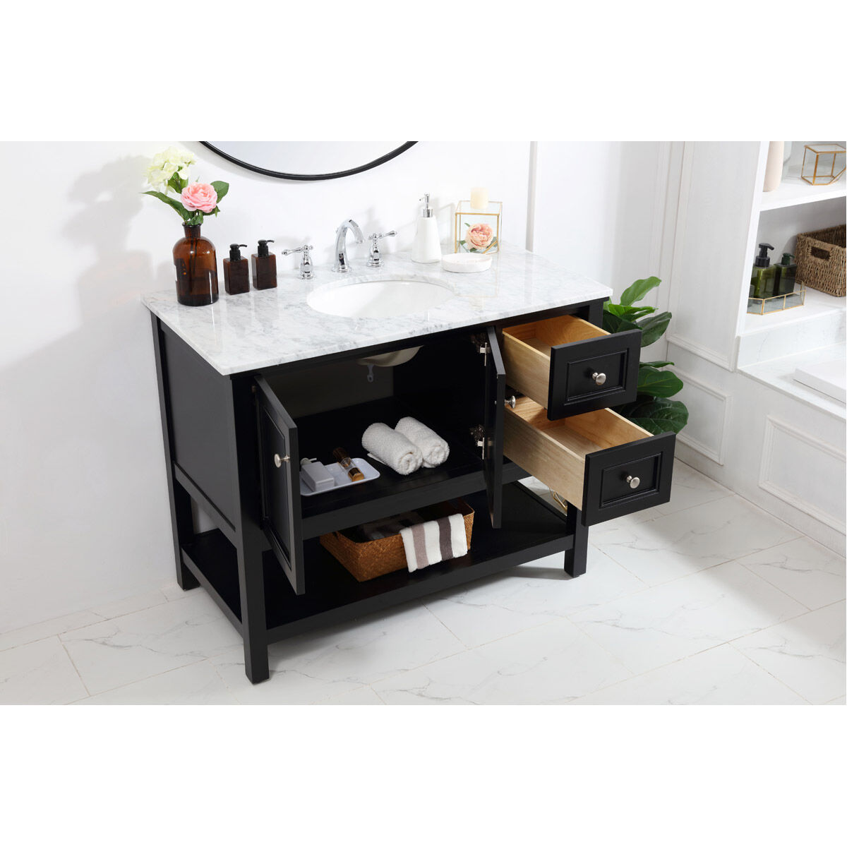 Metropolis 42 X 22 X 33.75 inch Black Vanity Sink Set