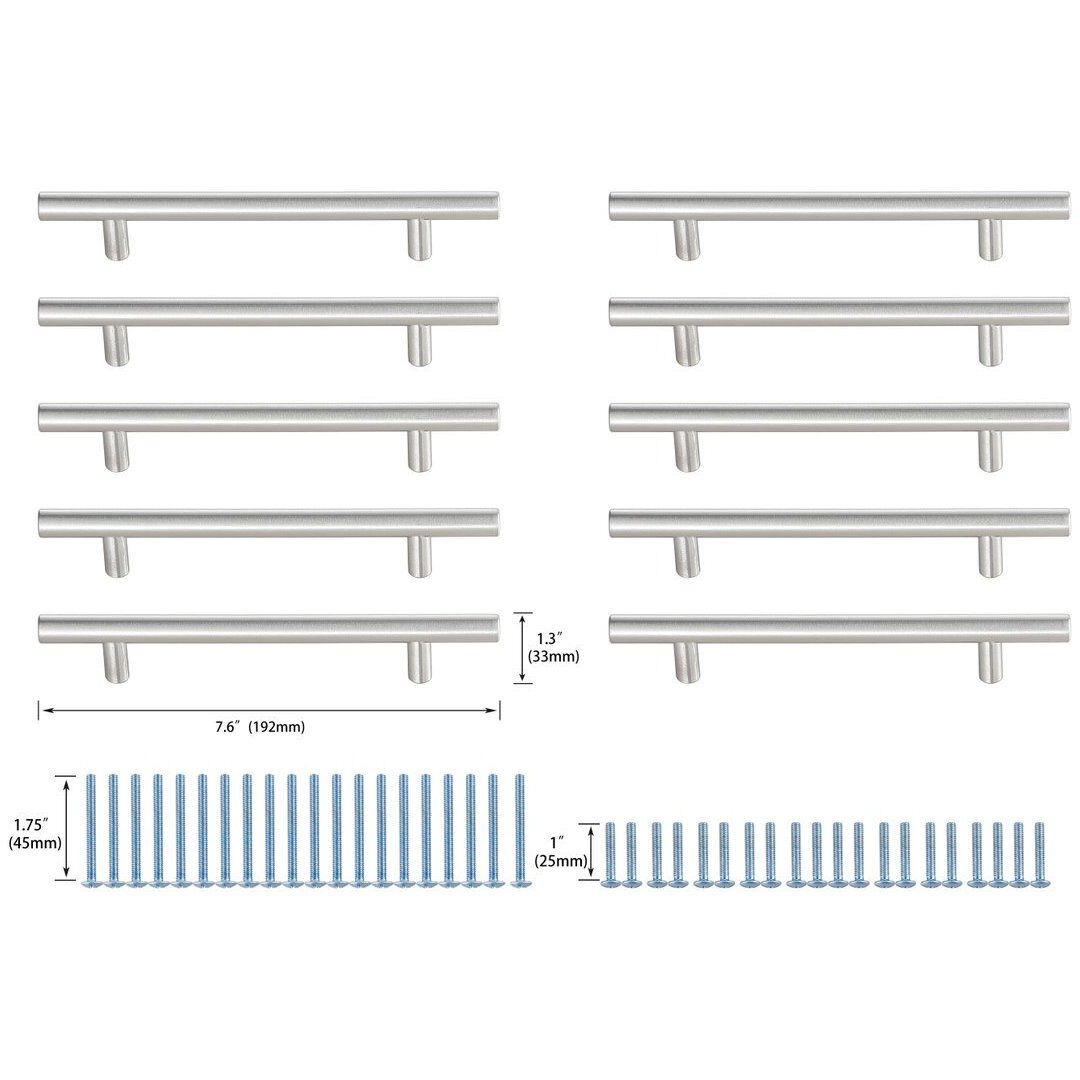 Quinn Brushed Nickel Hardware Drawer Pull, Set of 10