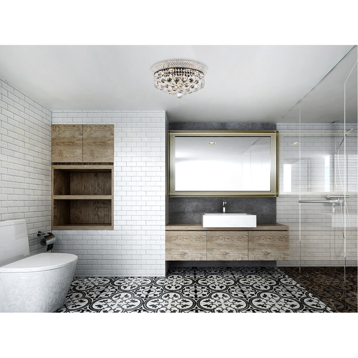 Primo 8 Light 16 inch Black and Clear Flush Mount Ceiling Light in Royal Cut