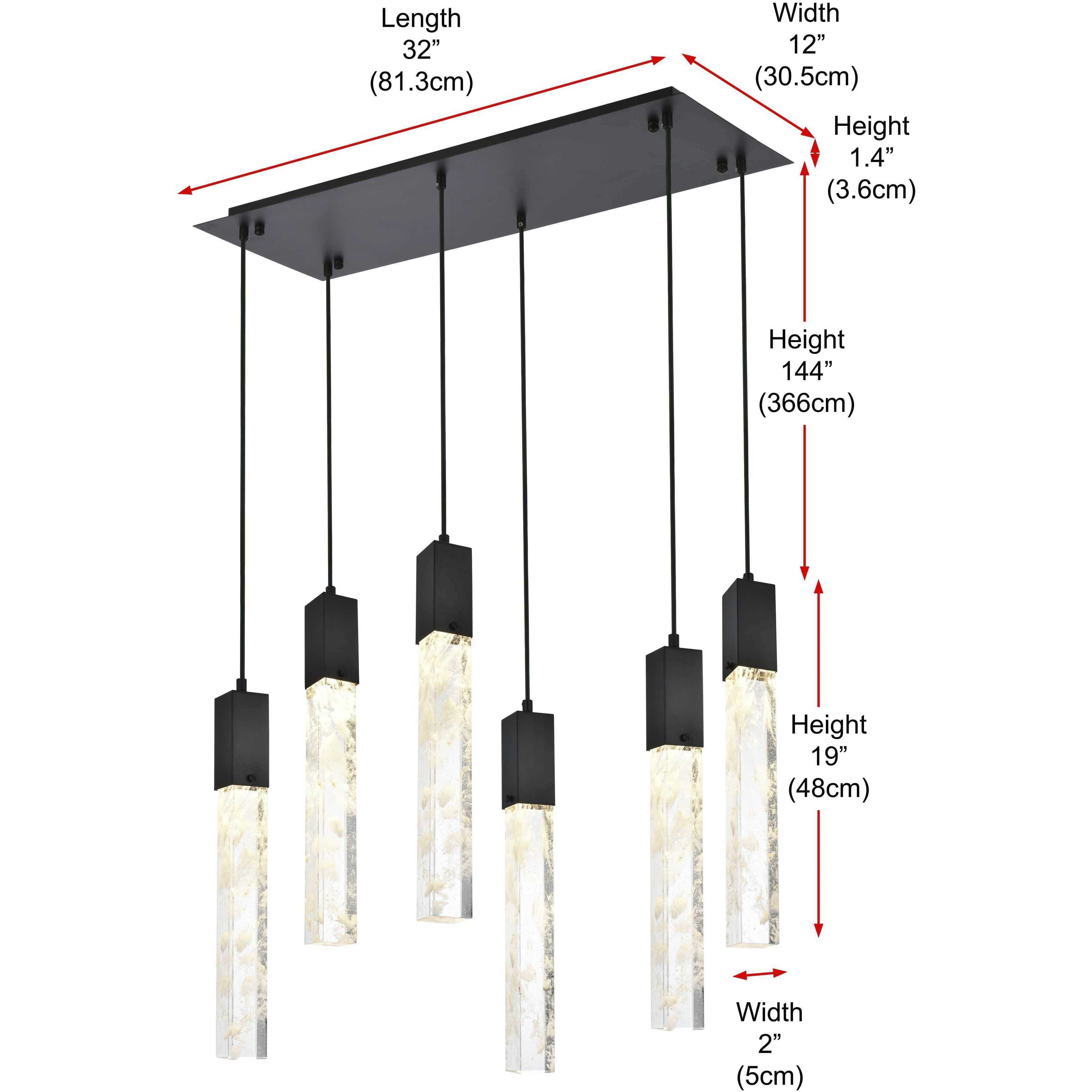 Aurora 6 Light 12 inch Black Pendant Ceiling Light