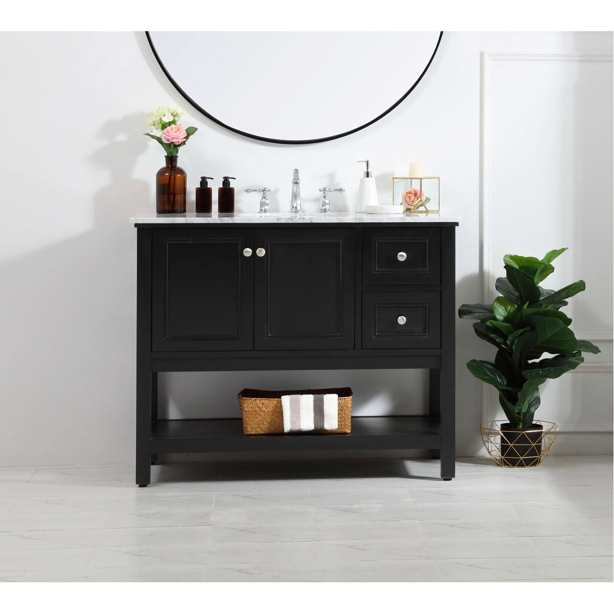 Metropolis 42 X 22 X 33.75 inch Black Vanity Sink Set