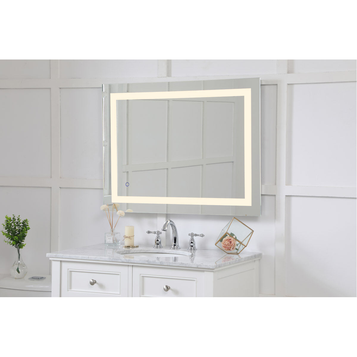 Helios 36 X 27 inch Silver Lighted Wall Mirror 
