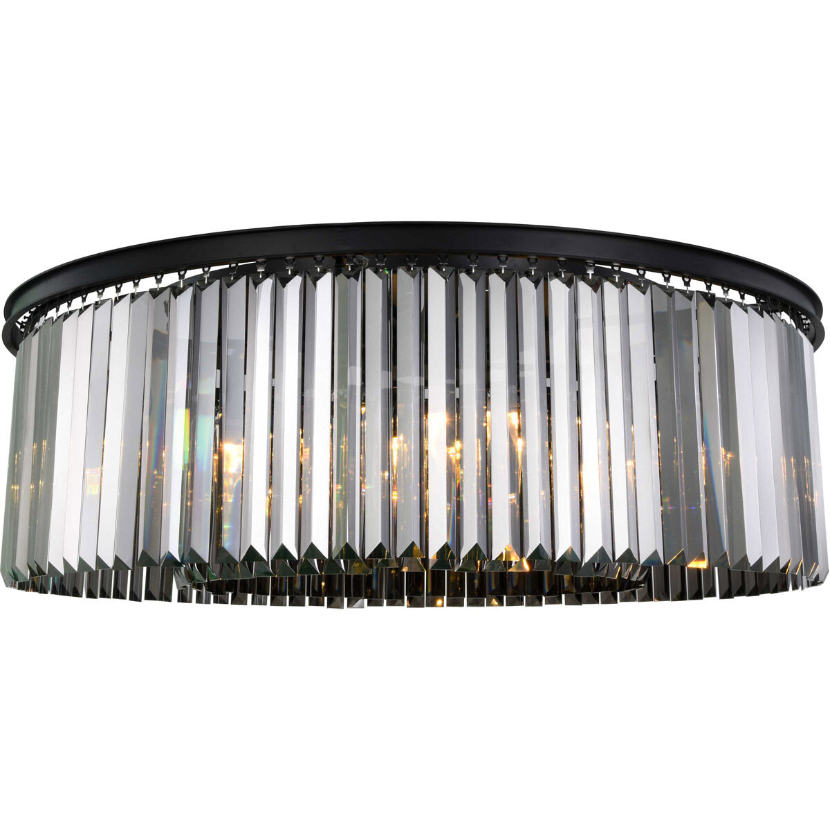 Sydney 10 Light 44 inch Matte Black Flush Mount Ceiling Light in Silver Shade, Urban Classic