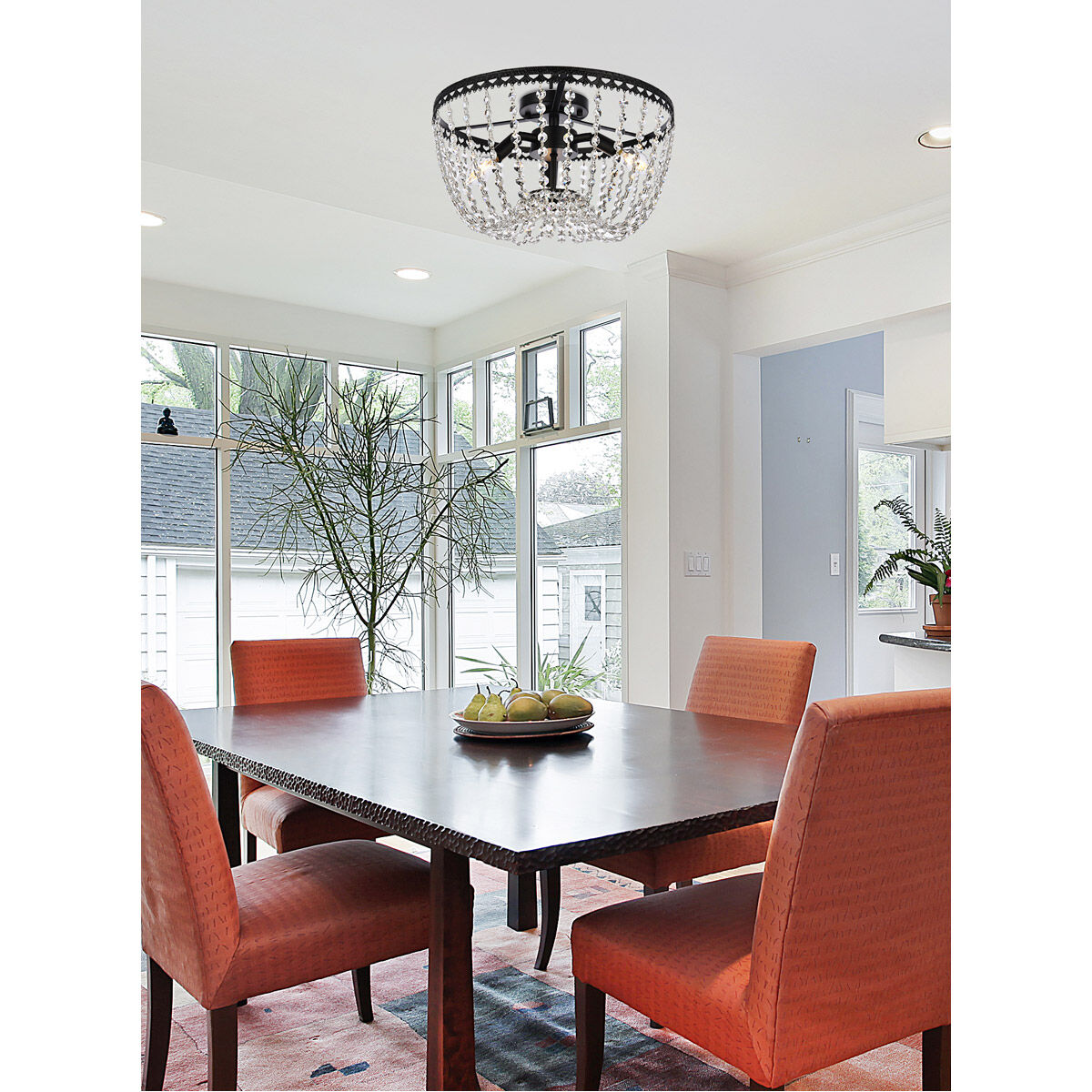 Kylie 3 Light 16 inch Black Flush Mount Ceiling Light