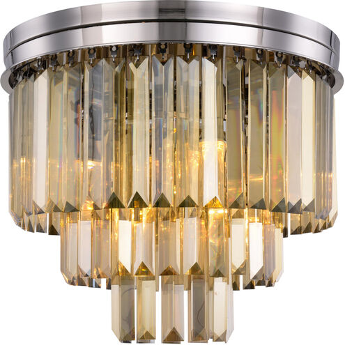 Sydney 9 Light 20 inch Polished nickel Flush Mount Ceiling Light in Golden Teak, Urban Classic