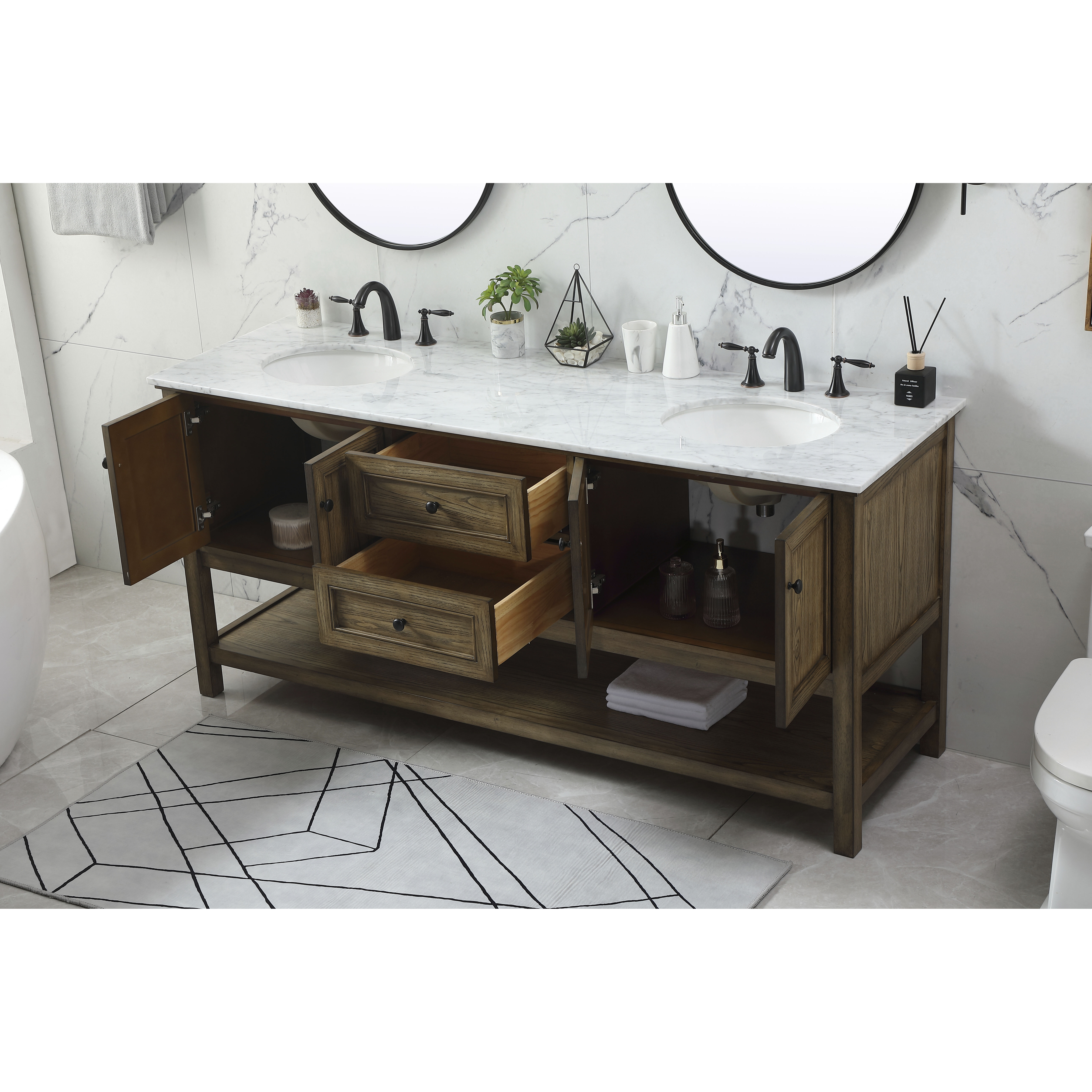 Metropolis 72 X 22 X 34 inch Driftwood Vanity Sink Set