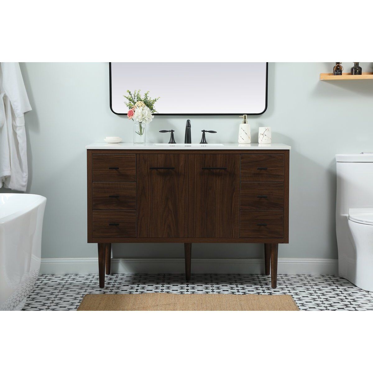 Cyrus 48 X 22 X 33.5 inch Walnut Vanity Sink Set in Not Included