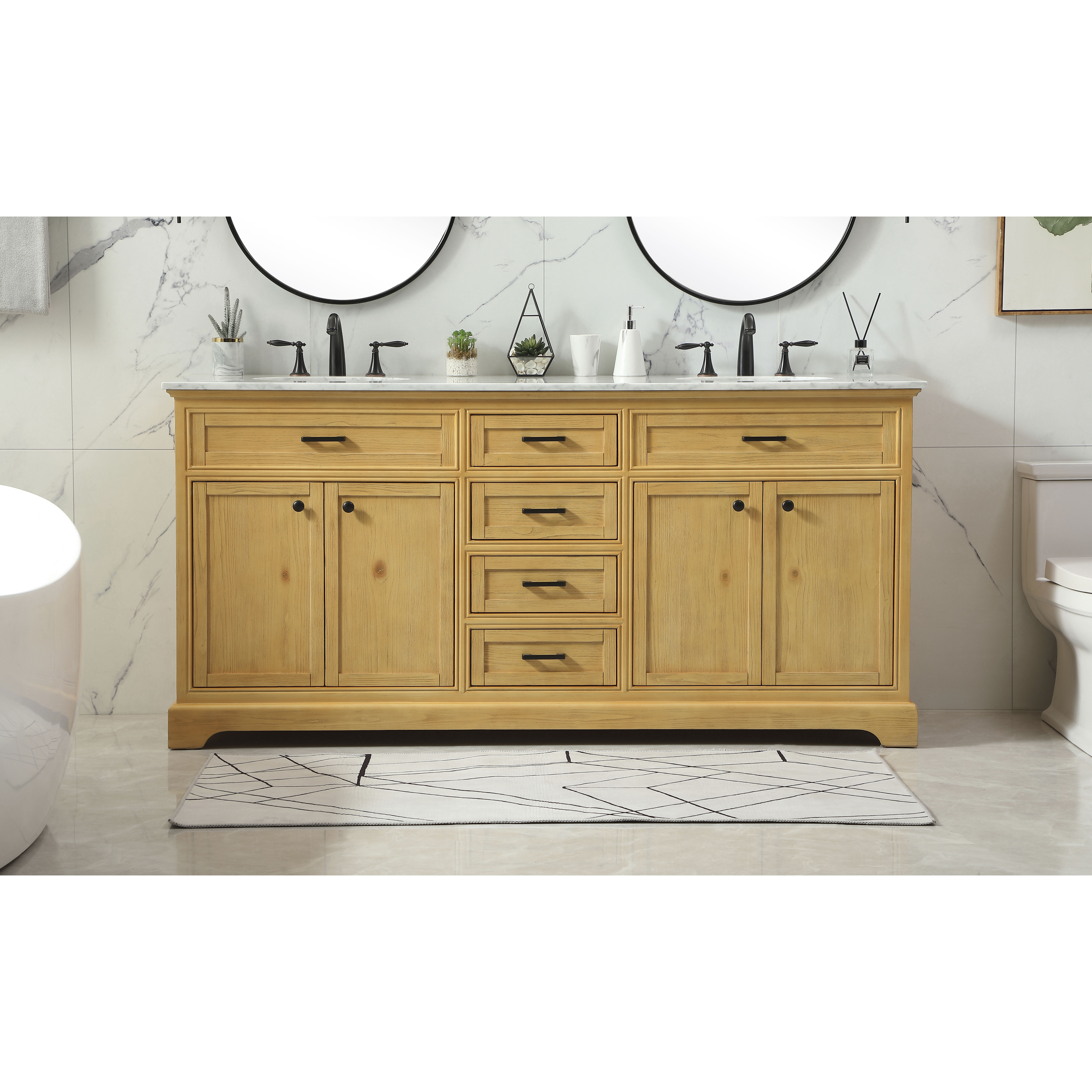Americana 72 X 22 X 35 inch Natural Wood Vanity Sink Set