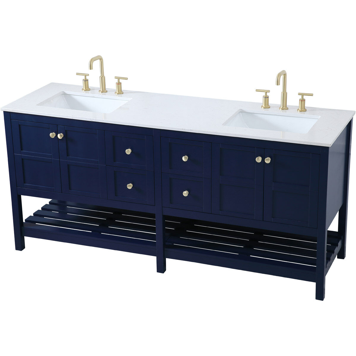 Theo 72 X 22 X 34 inch Blue Vanity Sink Set