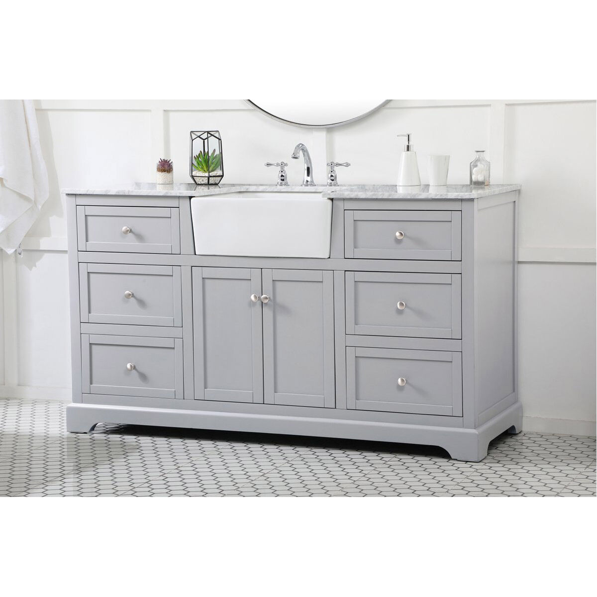 Franklin 60 X 22 X 34.75 inch Grey Bathroom Vanity Cabinet