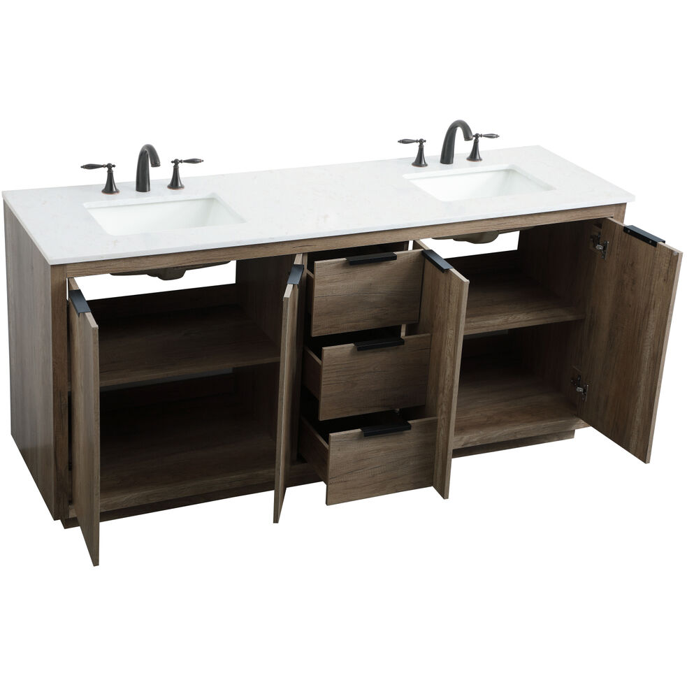 Blake 72 X 22 X 34 inch Natural Oak Vanity Sink Set