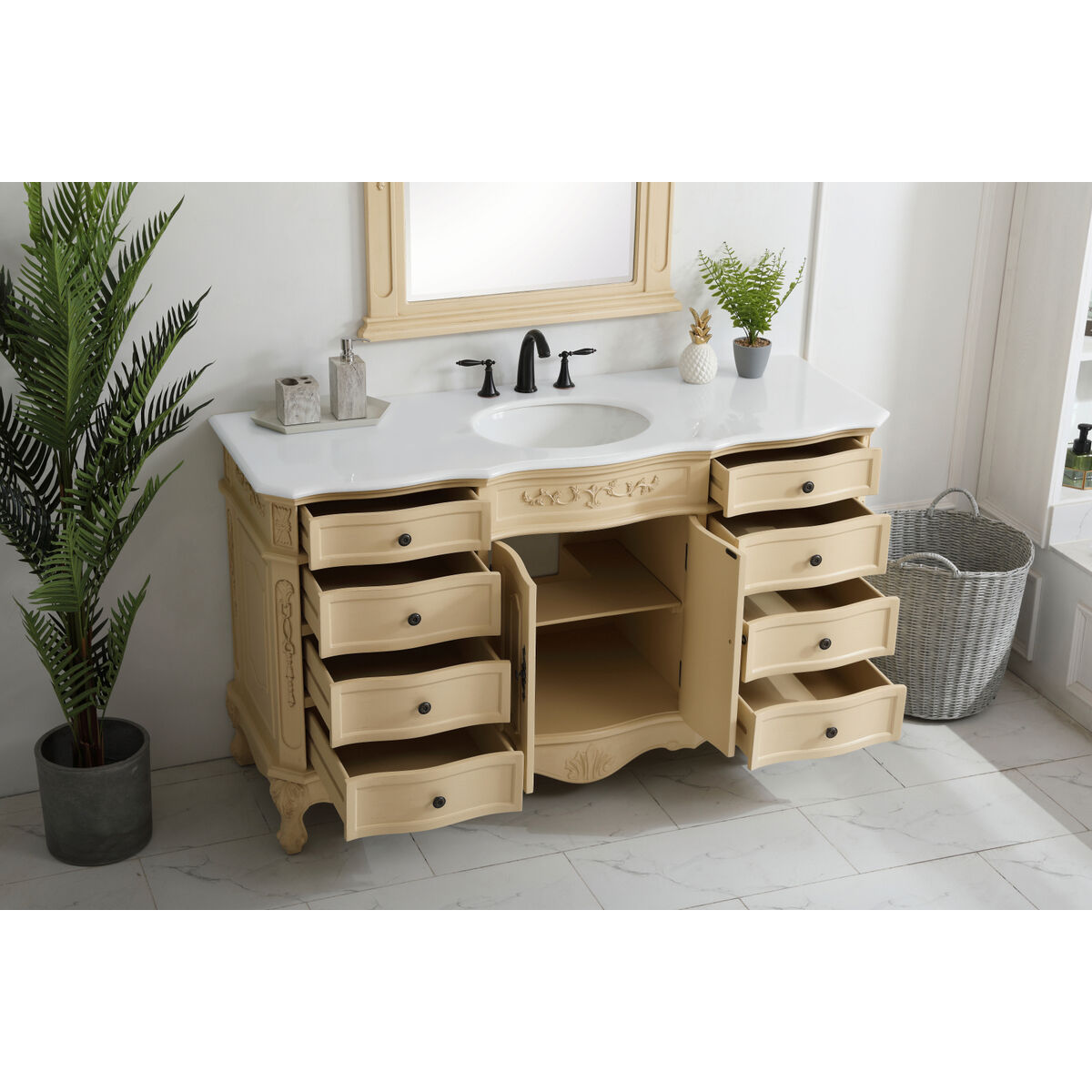 Danville 60 X 21 X 36 inch Light Antique Beige Vanity Sink Set