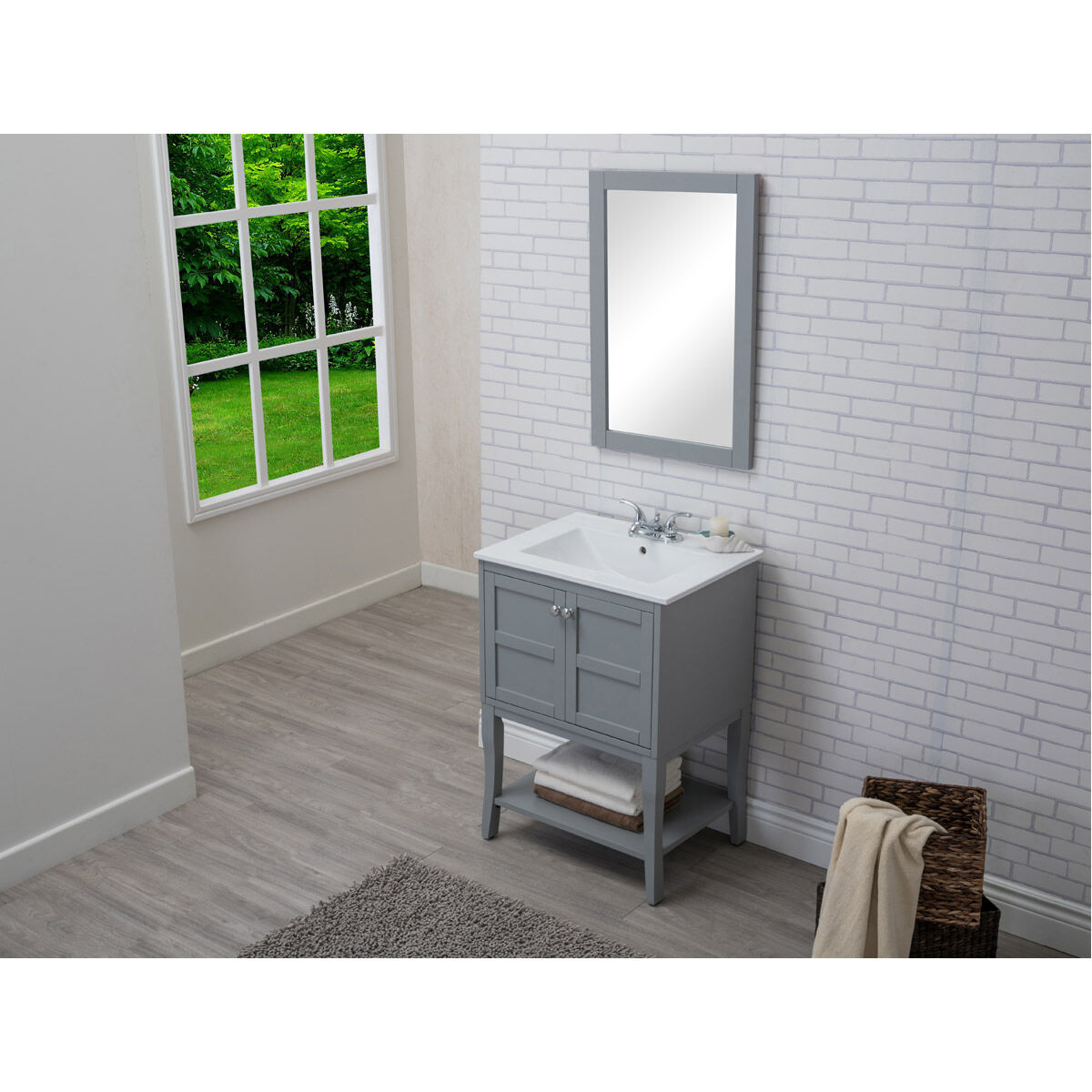 Mason 24 X 33 inch Grey and Chrome Vanity Set