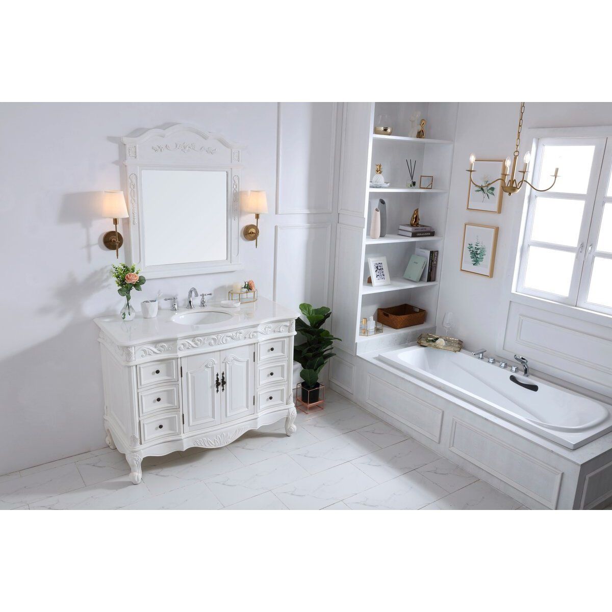 Oakland 48 X 22 X 36 inch Antique White Vanity Sink Set