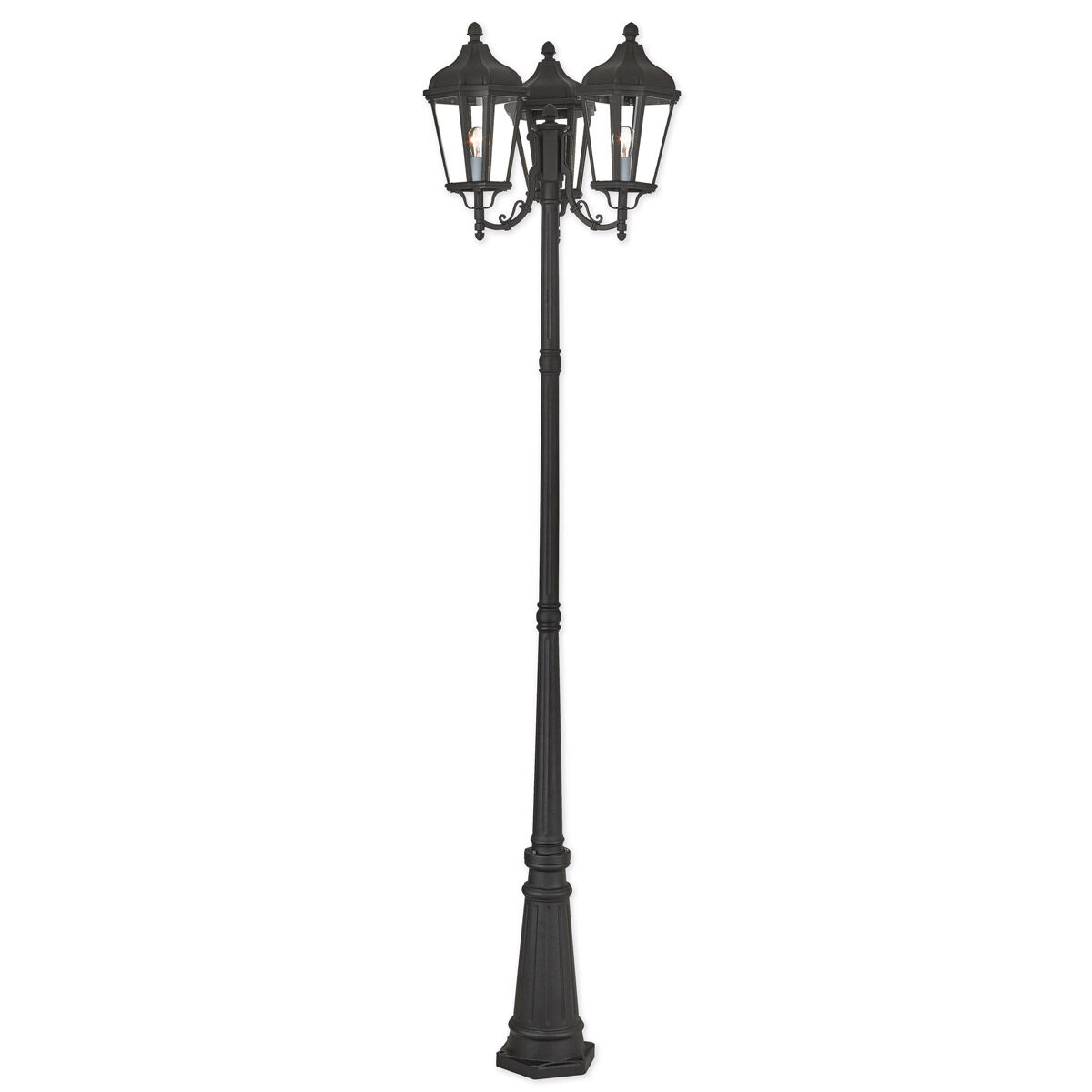 Morgan 3 Light 100 inch Textured Black Outdoor 3 Head Post