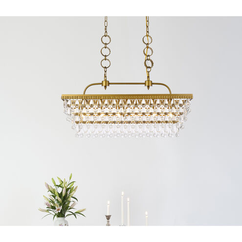 Nordic 6 Light 32 inch Brass Linear Pendant Ceiling Light