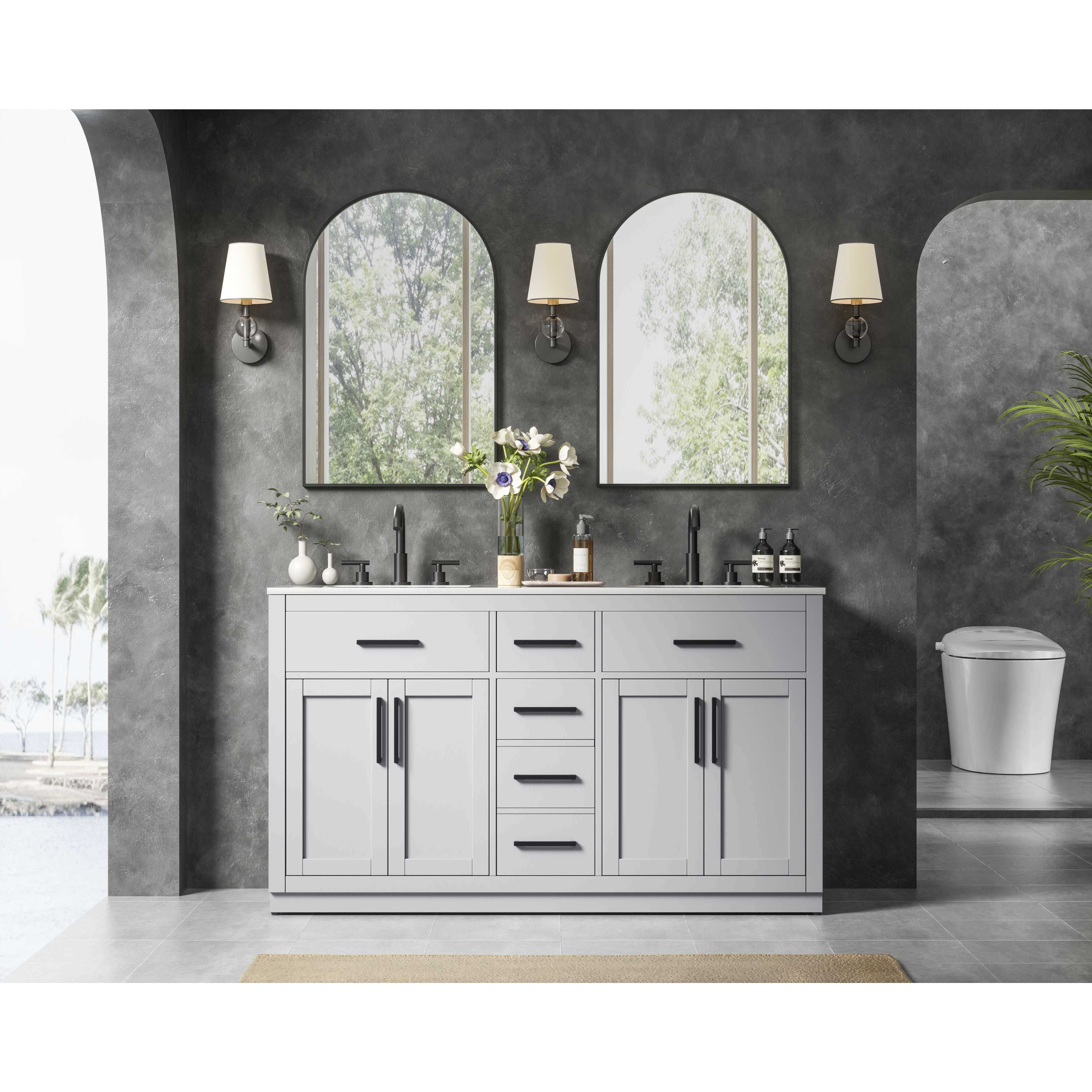 Alden 60 X 35 inch Grey Bathroom Vanity Cabinet