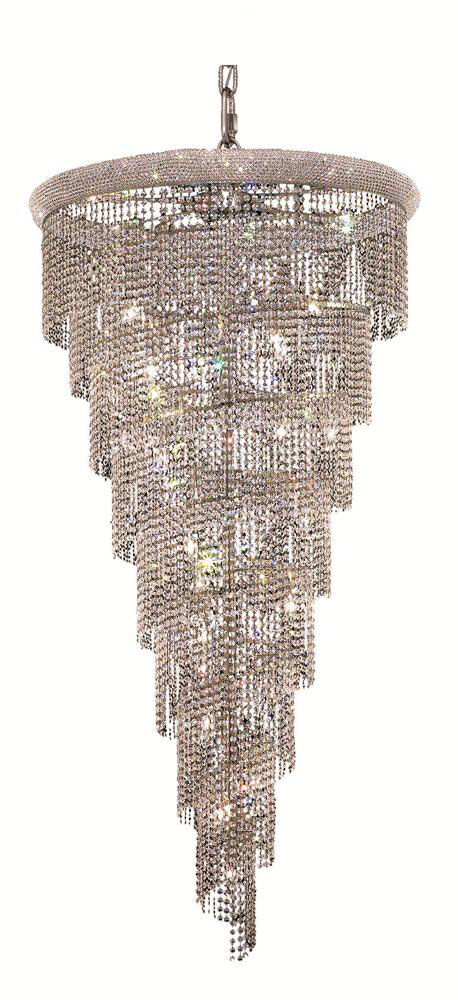 Spiral 26 Light 36 inch Chrome Foyer Ceiling Light in Royal Cut