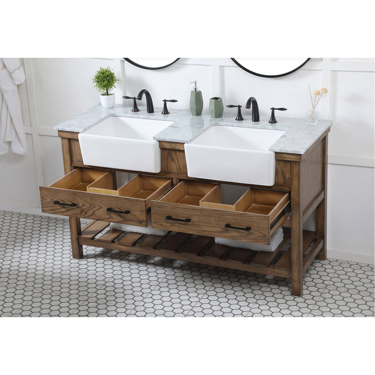 Clement 60 X 22 X 34 inch Driftwood Bathroom Vanity Cabinet