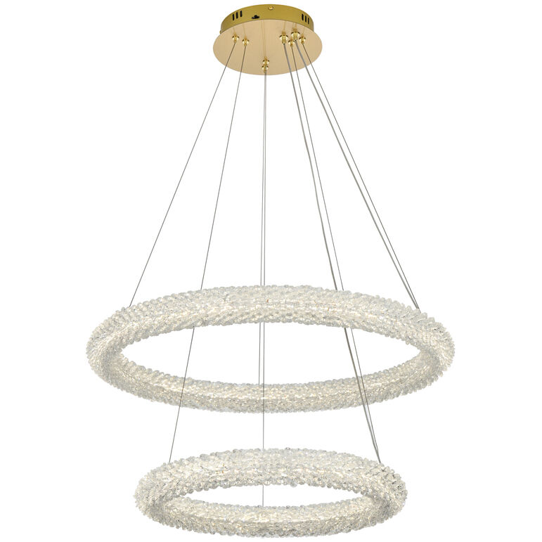 Bowen 2 Light 28 inch Satin Gold Chandelier Ceiling Light