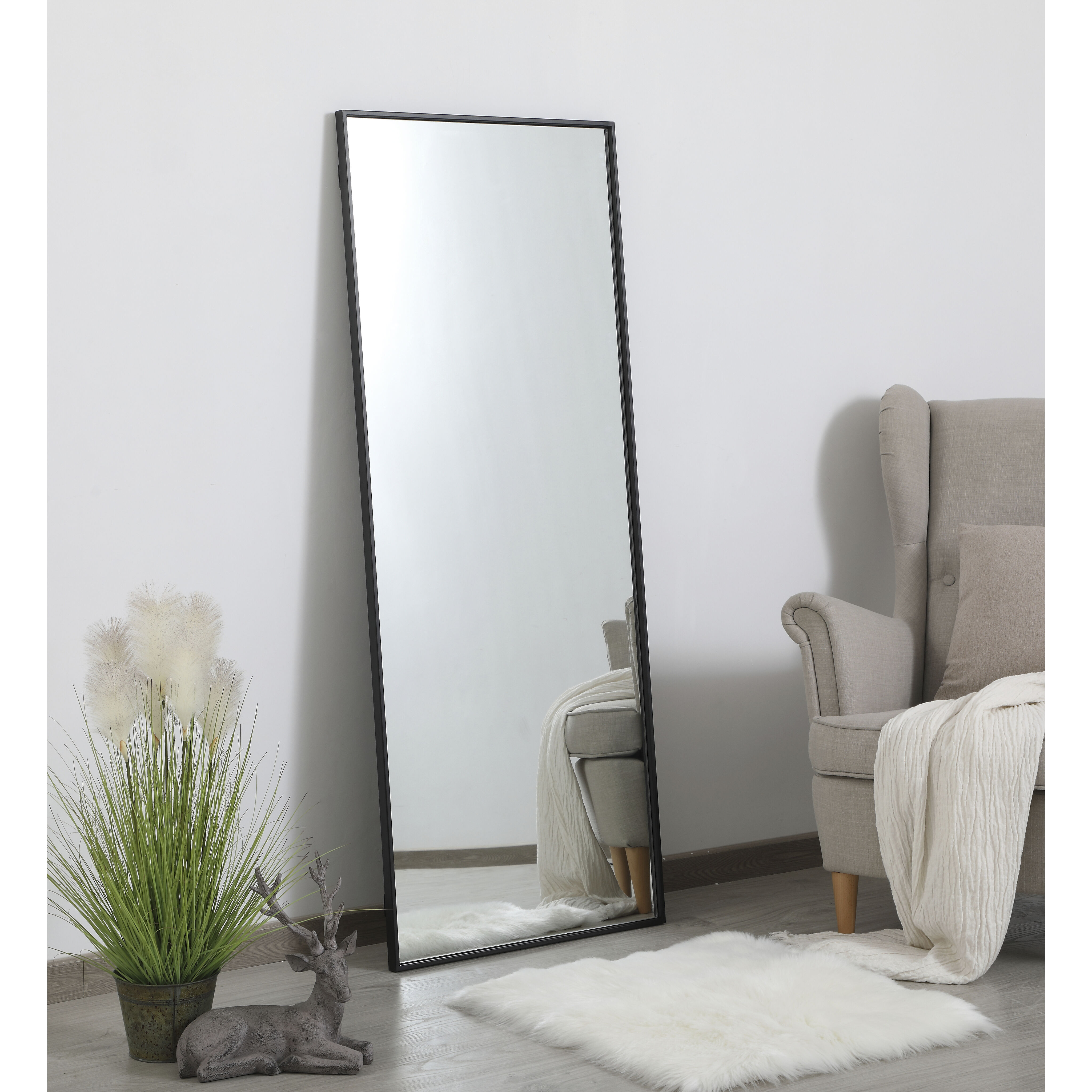 Monet 60 X 24 inch Black Wall Mirror