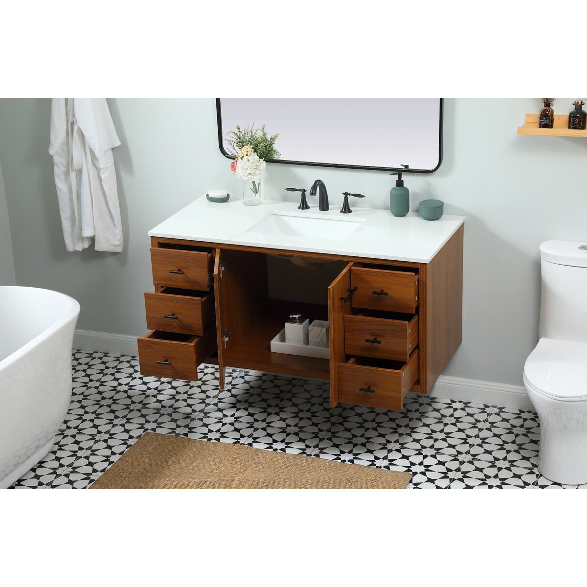 Cyrus 48 X 22 X 34 inch Teak Vanity Sink Set