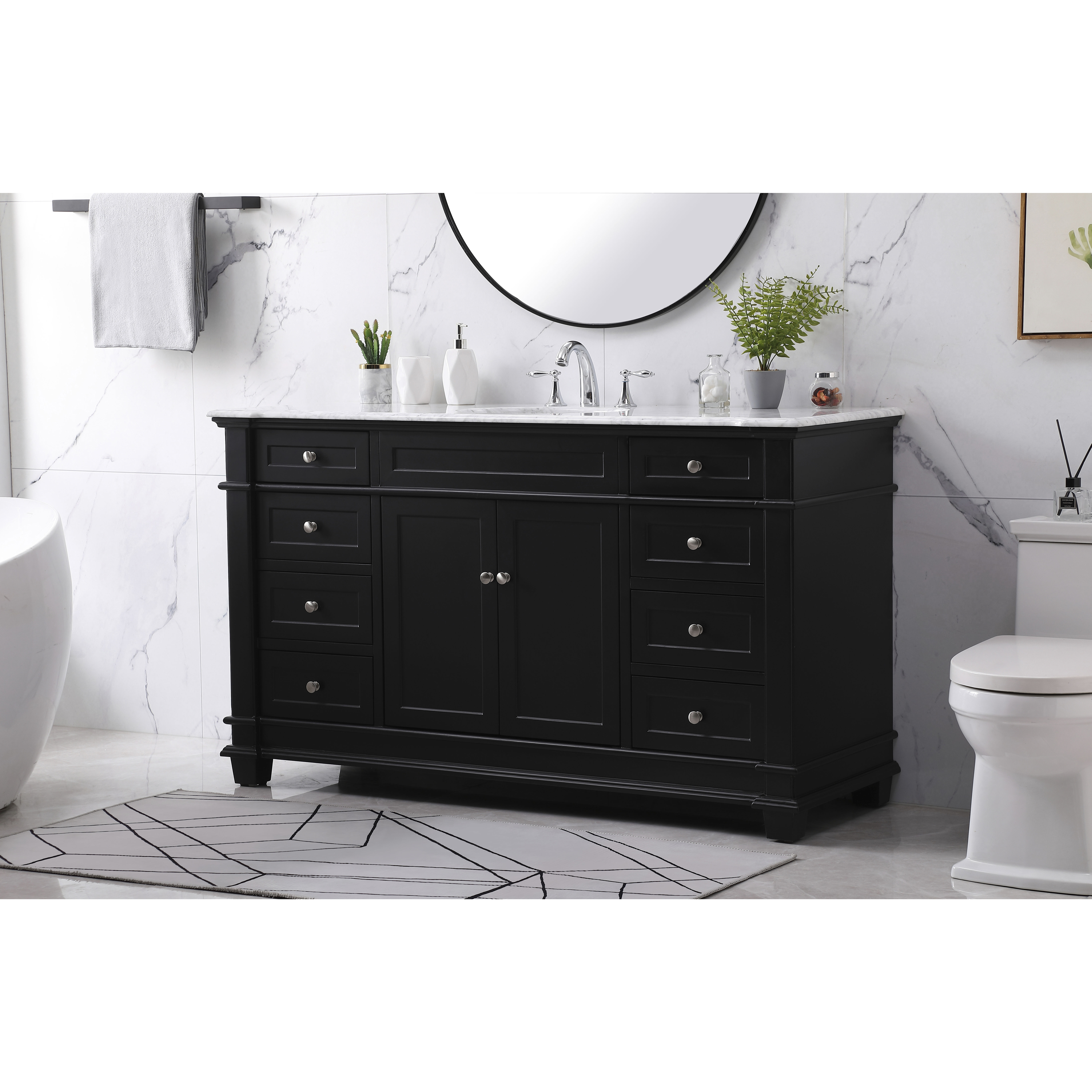 Wesley 60 X 22 X 35 inch Black Vanity Sink Set