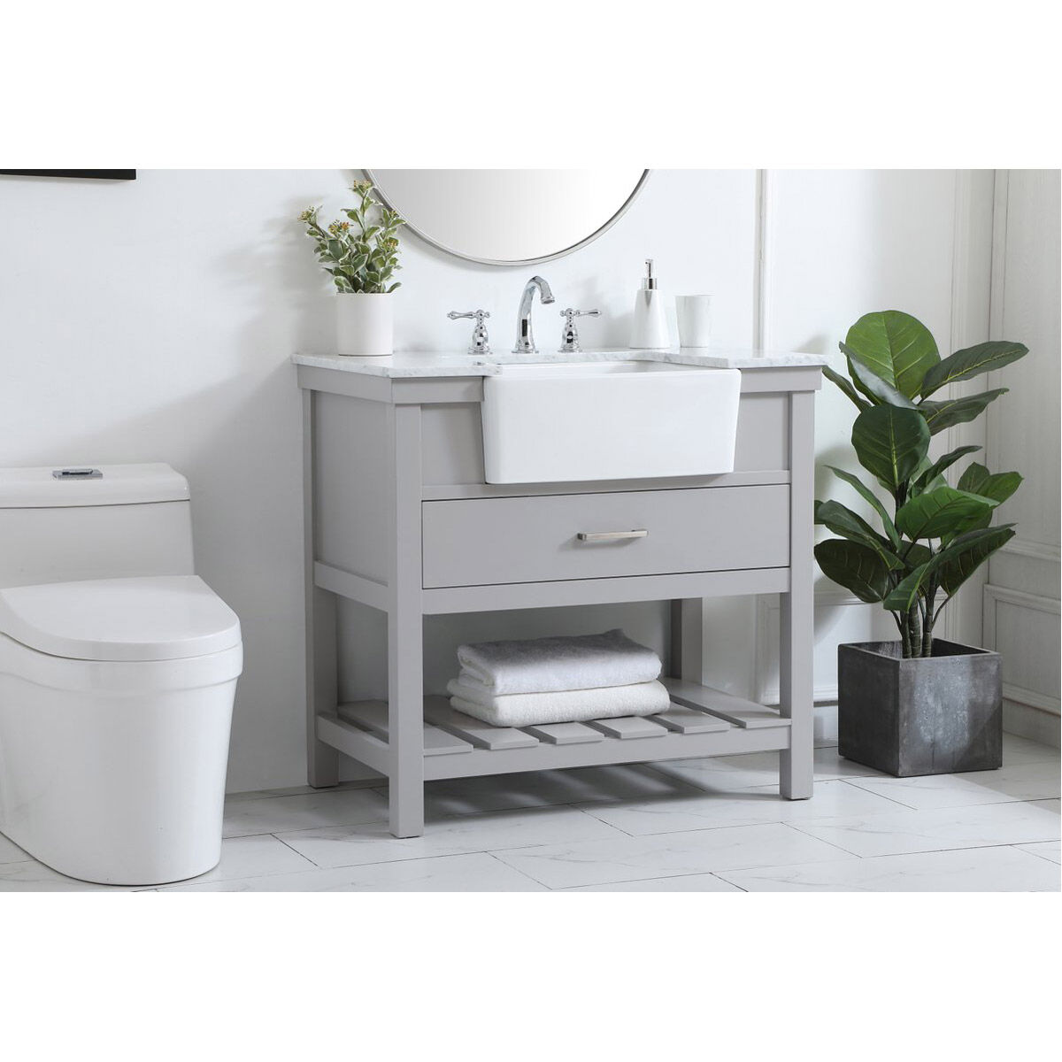 Clement 36 X 22 X 34 inch Grey Bathroom Vanity Cabinet