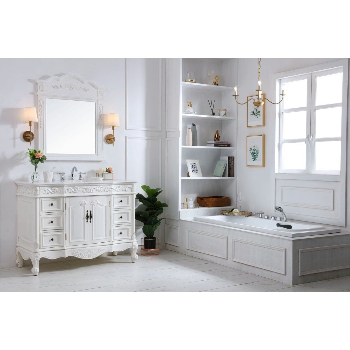 Oakland 48 X 22 X 36 inch Antique White Vanity Sink Set