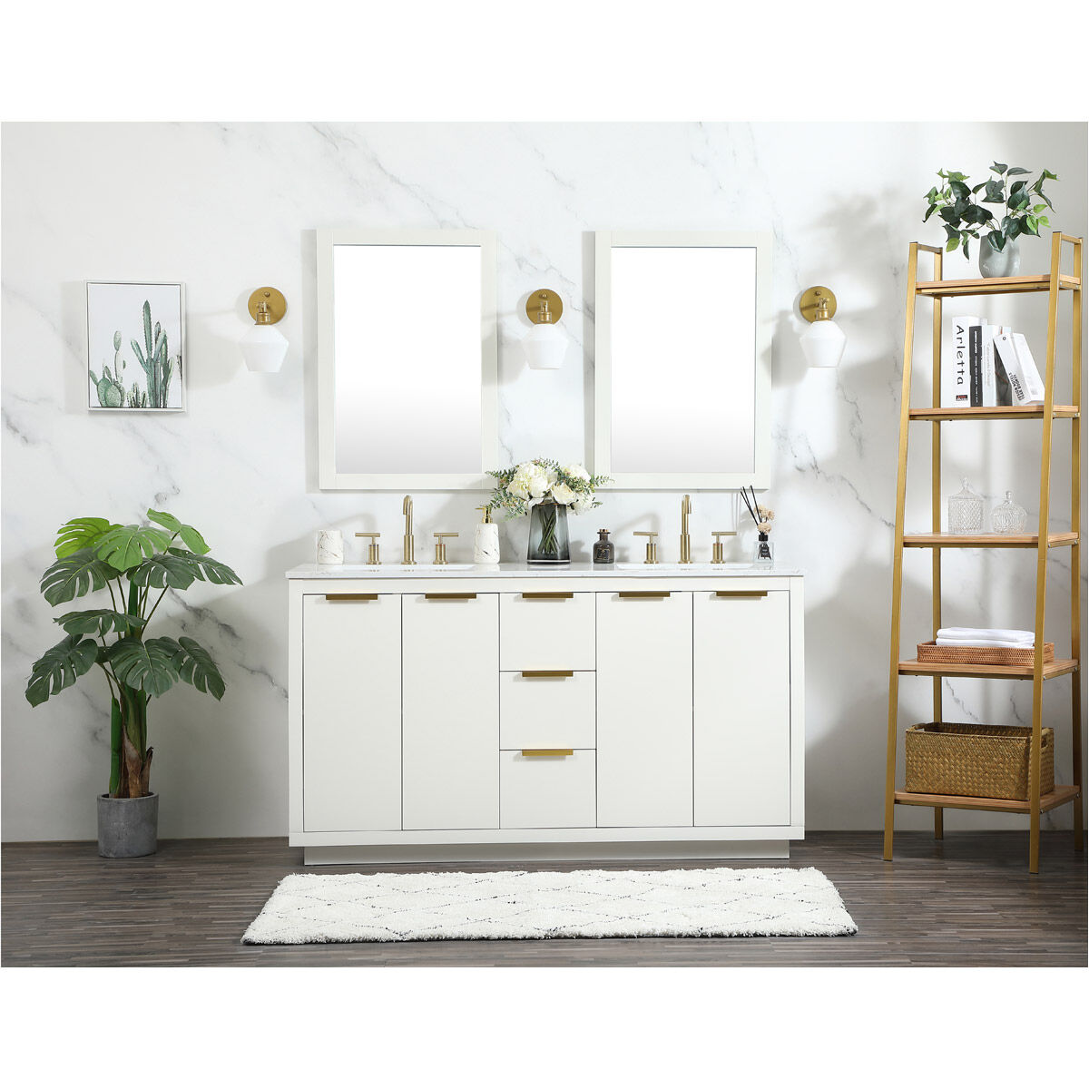 Blake 60 X 22 X 34 inch White Vanity Sink Set