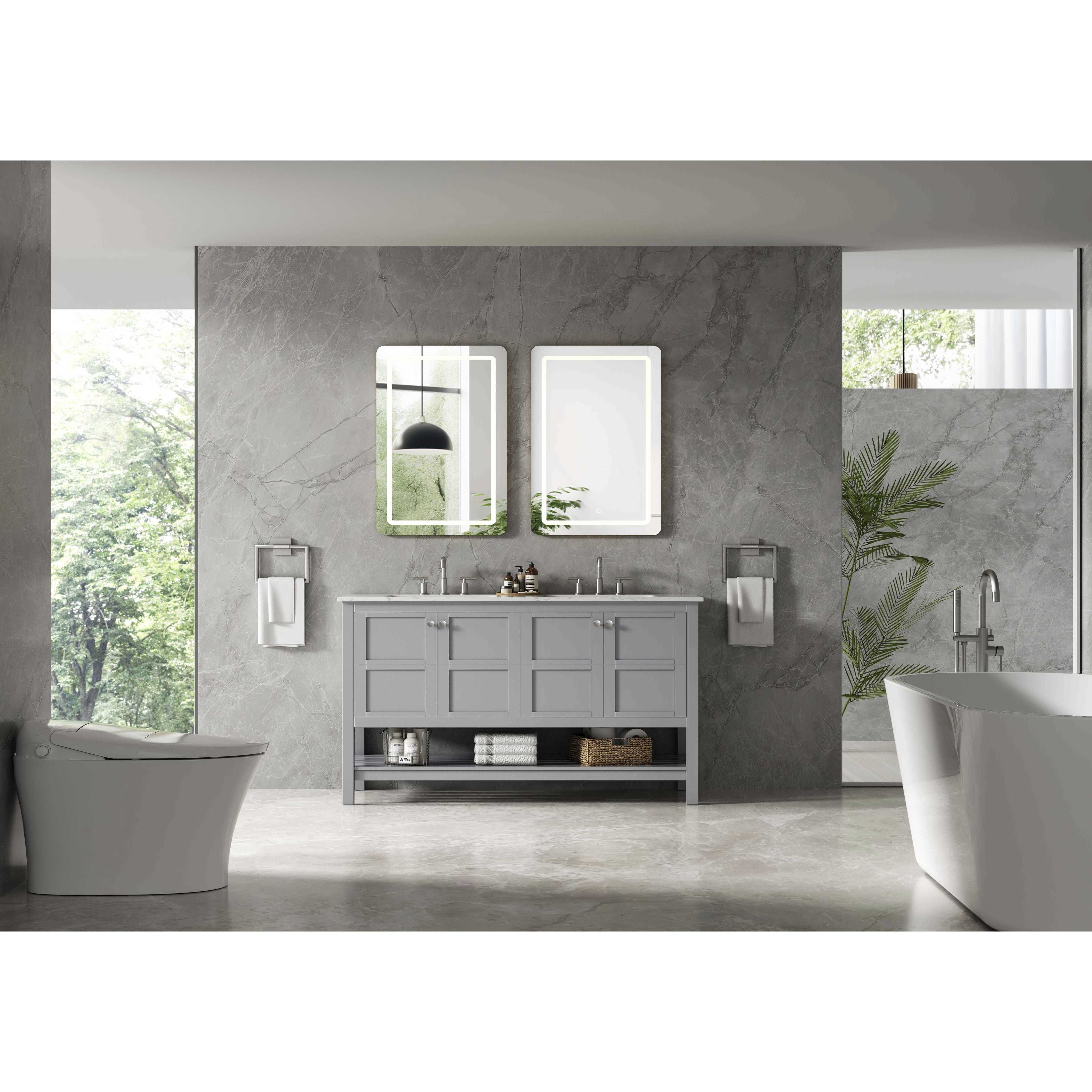 Theo 54 X 34 inch Grey Bathroom Vanity Cabinet