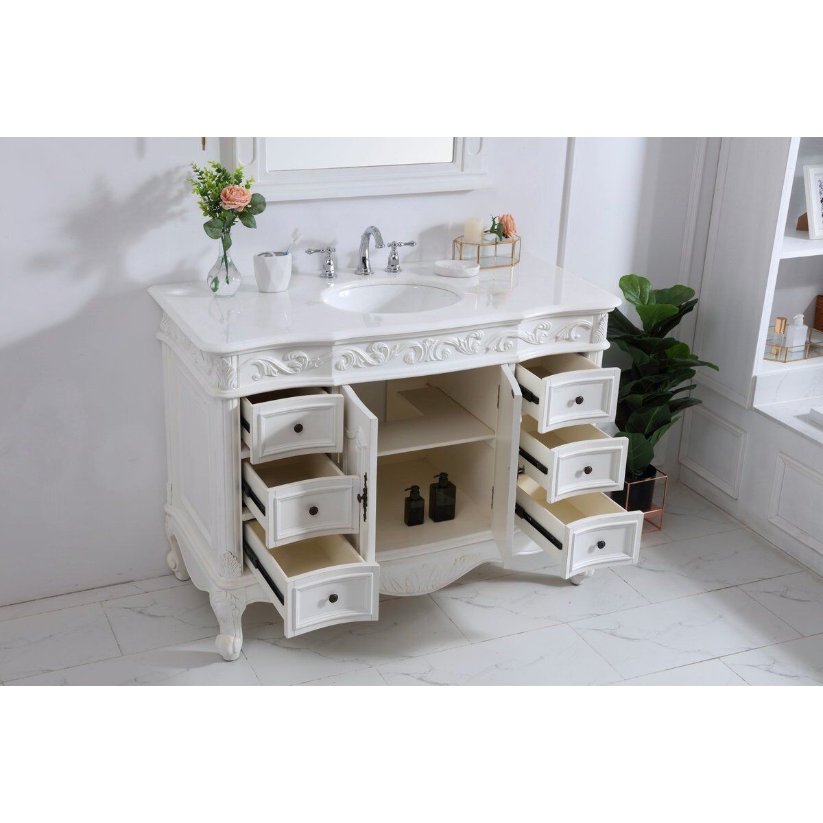 Oakland 48 X 22 X 36 inch Antique White Vanity Sink Set