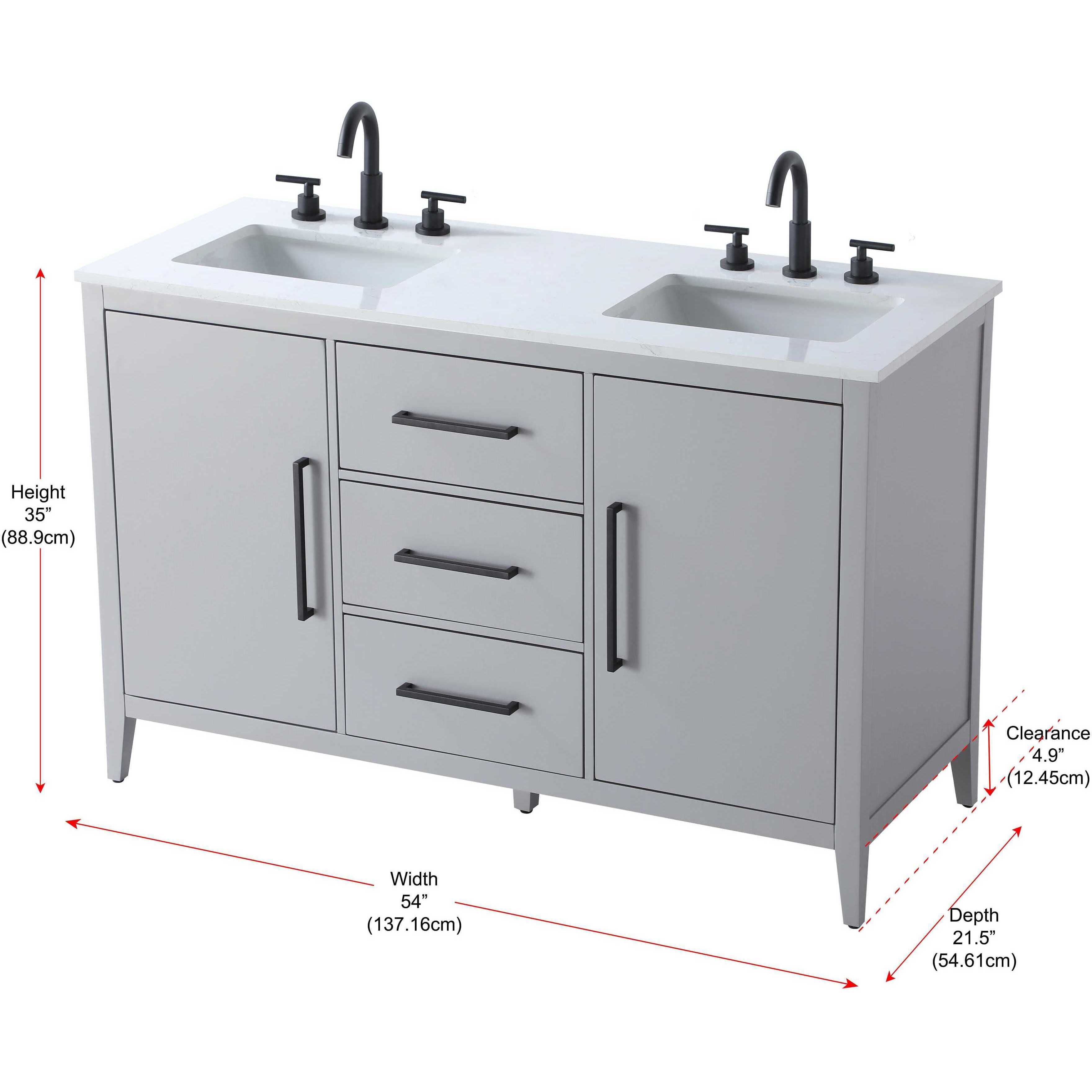 Millie 54 X 35 inch Grey Bathroom Vanity Cabinet