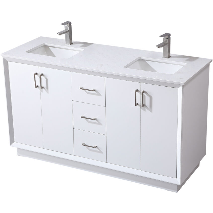 Hayes 60 X 22 X 35 inch White Vanity Sink Set