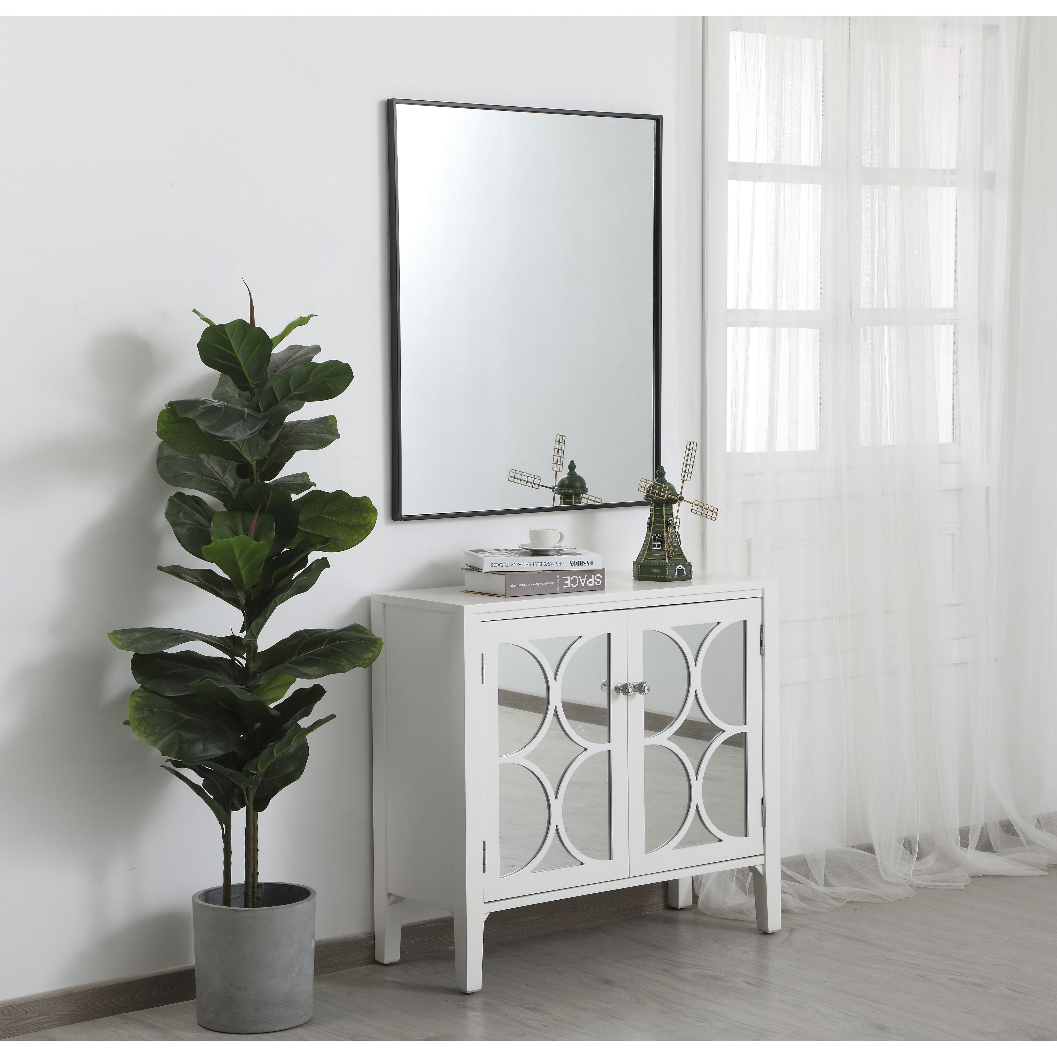 Monet 36 X 30 inch Black Wall Mirror