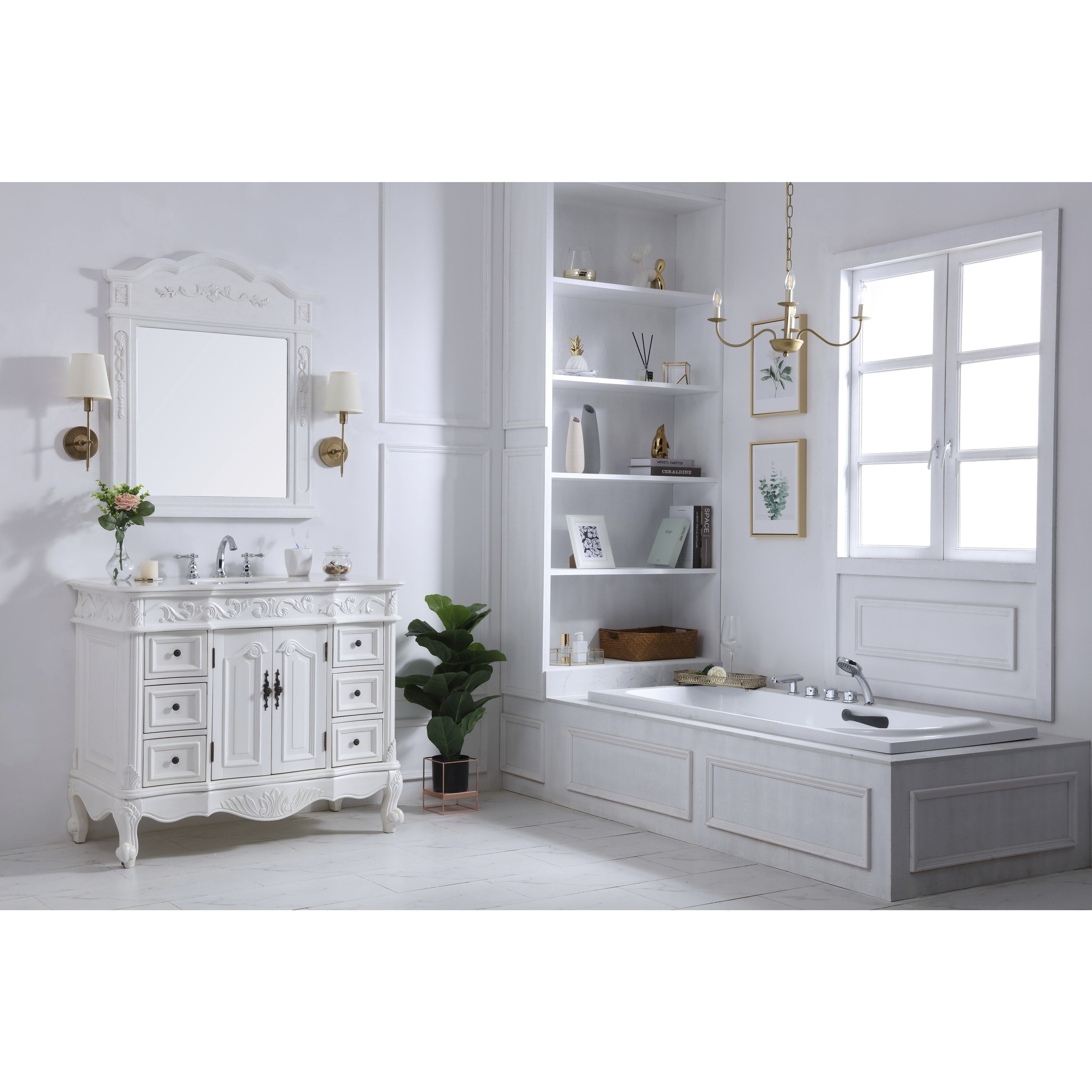 Oakland 84 X 22 X 72 inch Antique White Vanity Sink Set