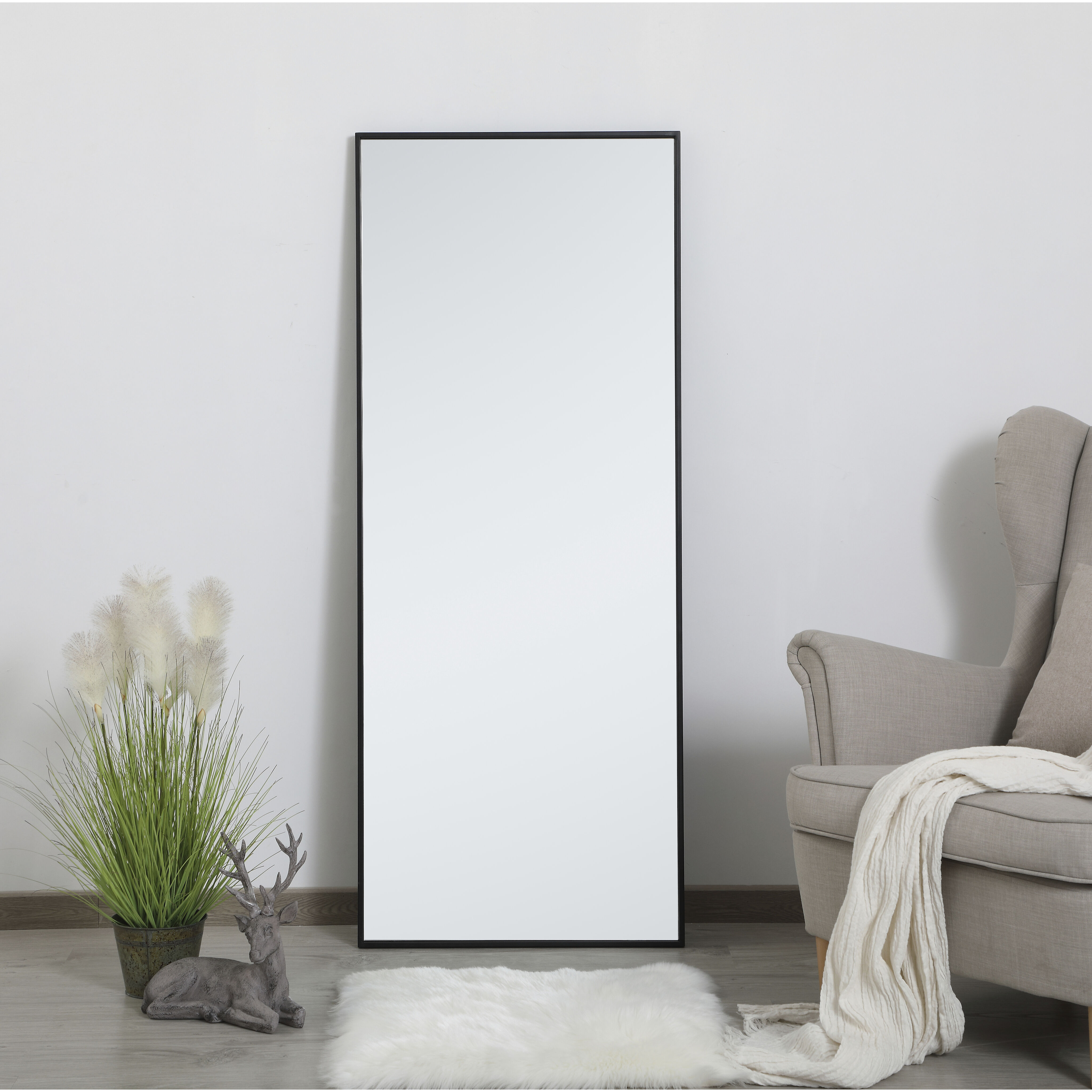 Monet 60 X 24 inch Black Wall Mirror