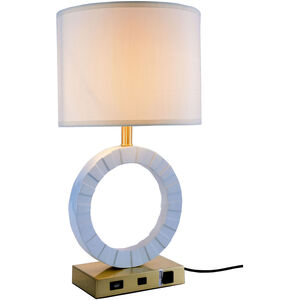 Brio 24 inch 40 watt Brushed Brass and White Table Lamp Portable Light, with USB Port and Power Outlet