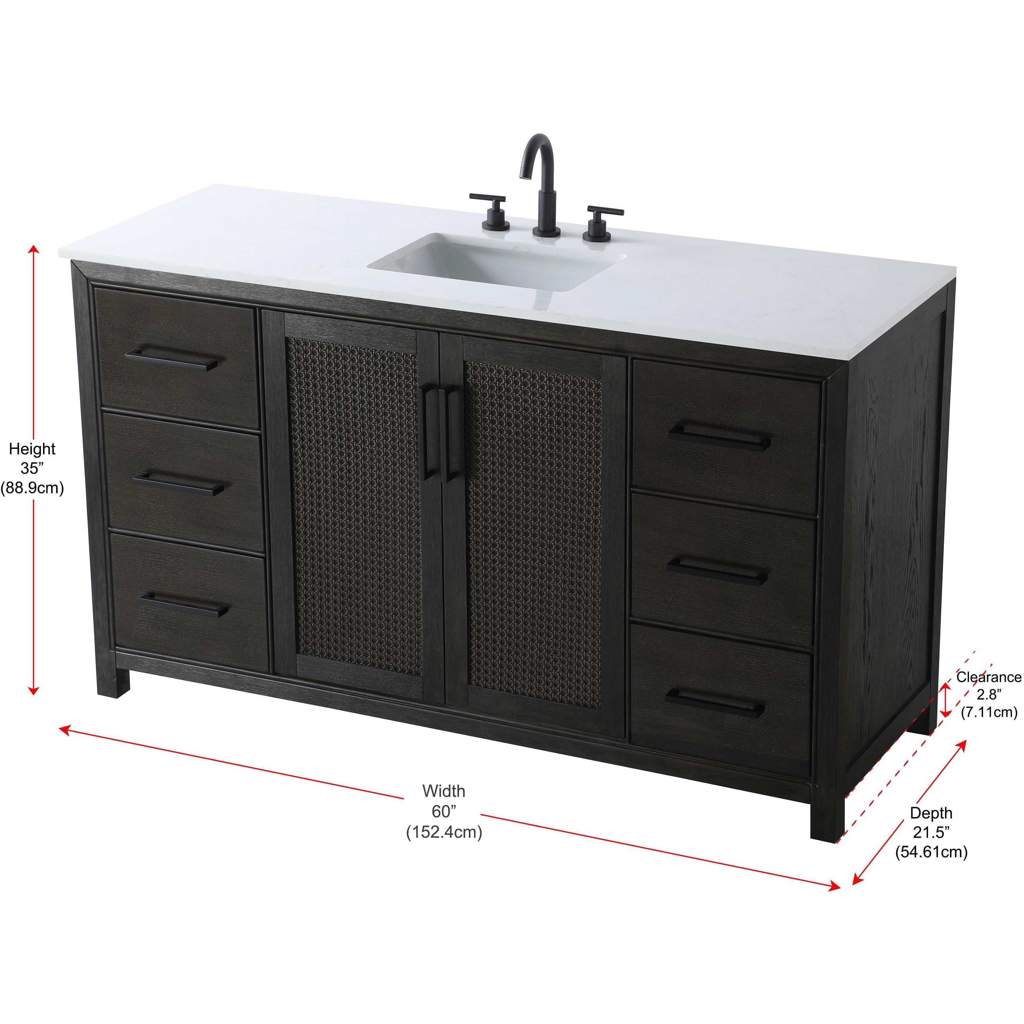 Alina 60 X 34 inch Chocolate Oak Bathroom Vanity Cabinet