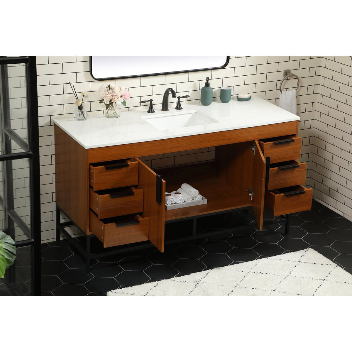 Eugene 60 X 22 X 34 inch Teak Vanity Sink Set