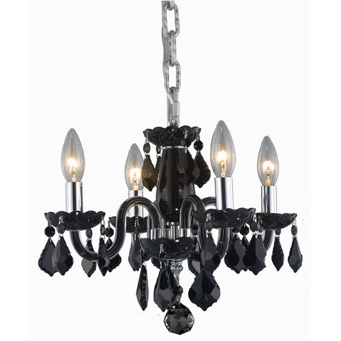 Rococo 4 Light 15 inch Black Dining Chandelier Ceiling Light in Jet Black