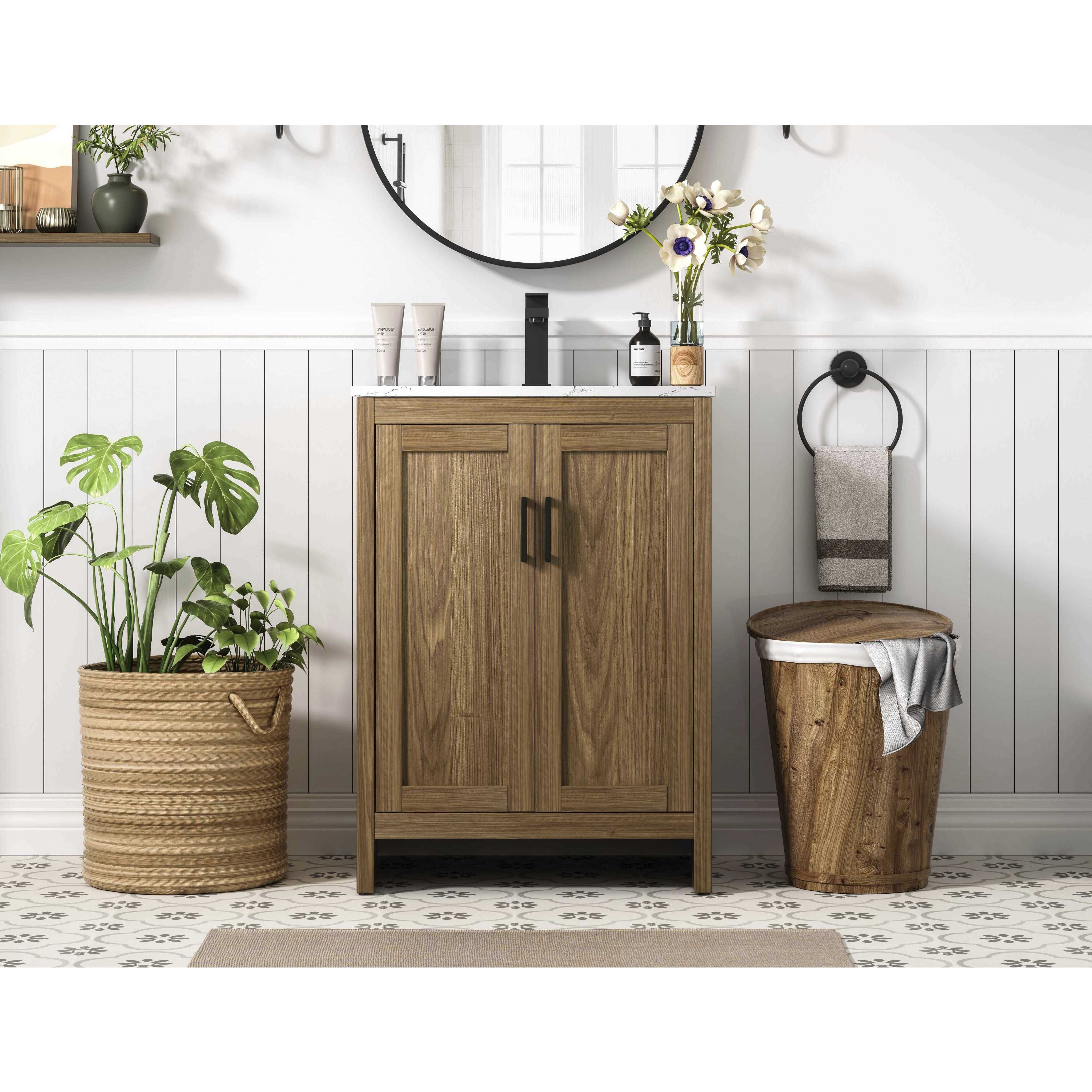 Finnley 24 X 34 inch Walnut Brown Bathroom Vanity Cabinet