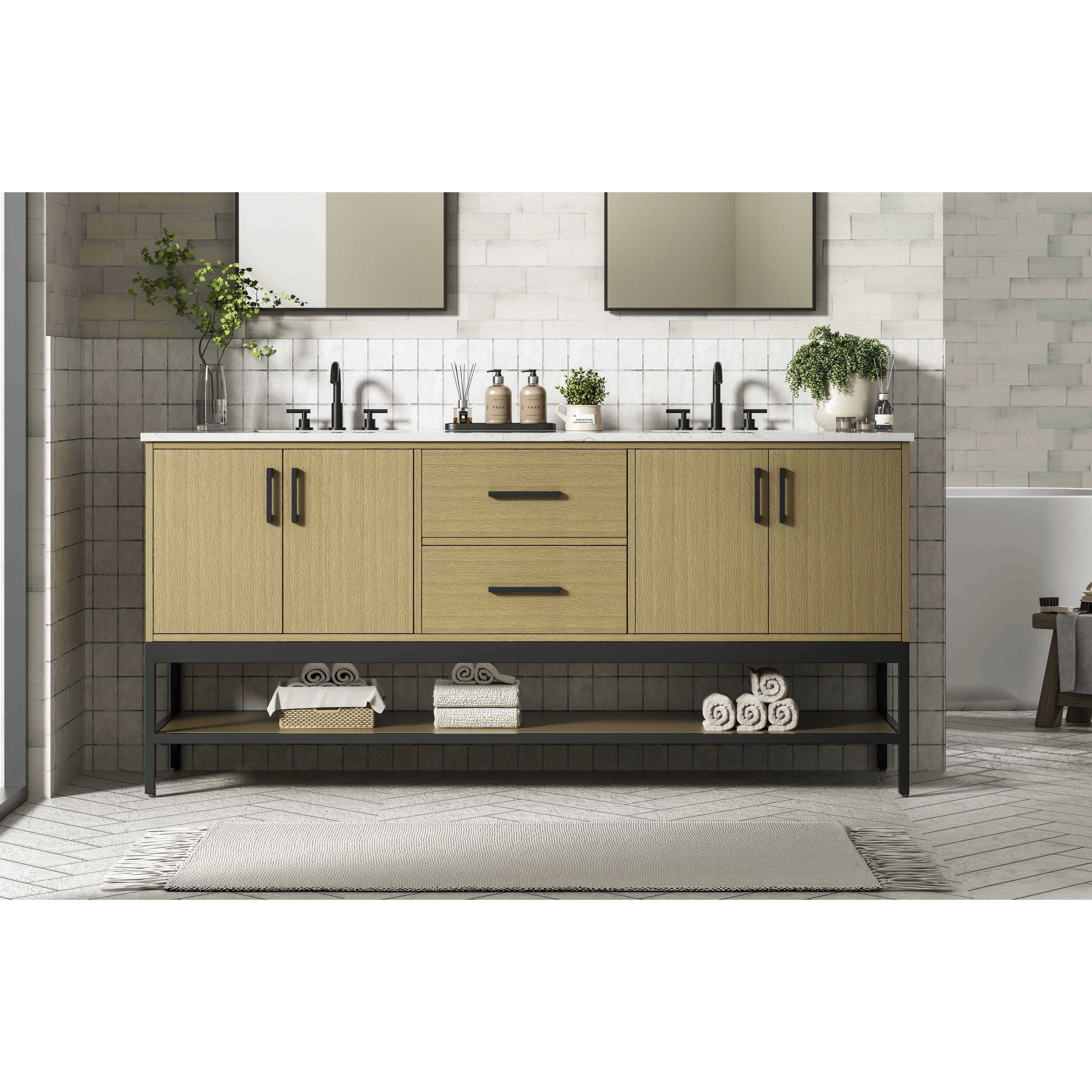 Lennox 72 X 34 inch Honey Brown Bathroom Vanity Cabinet