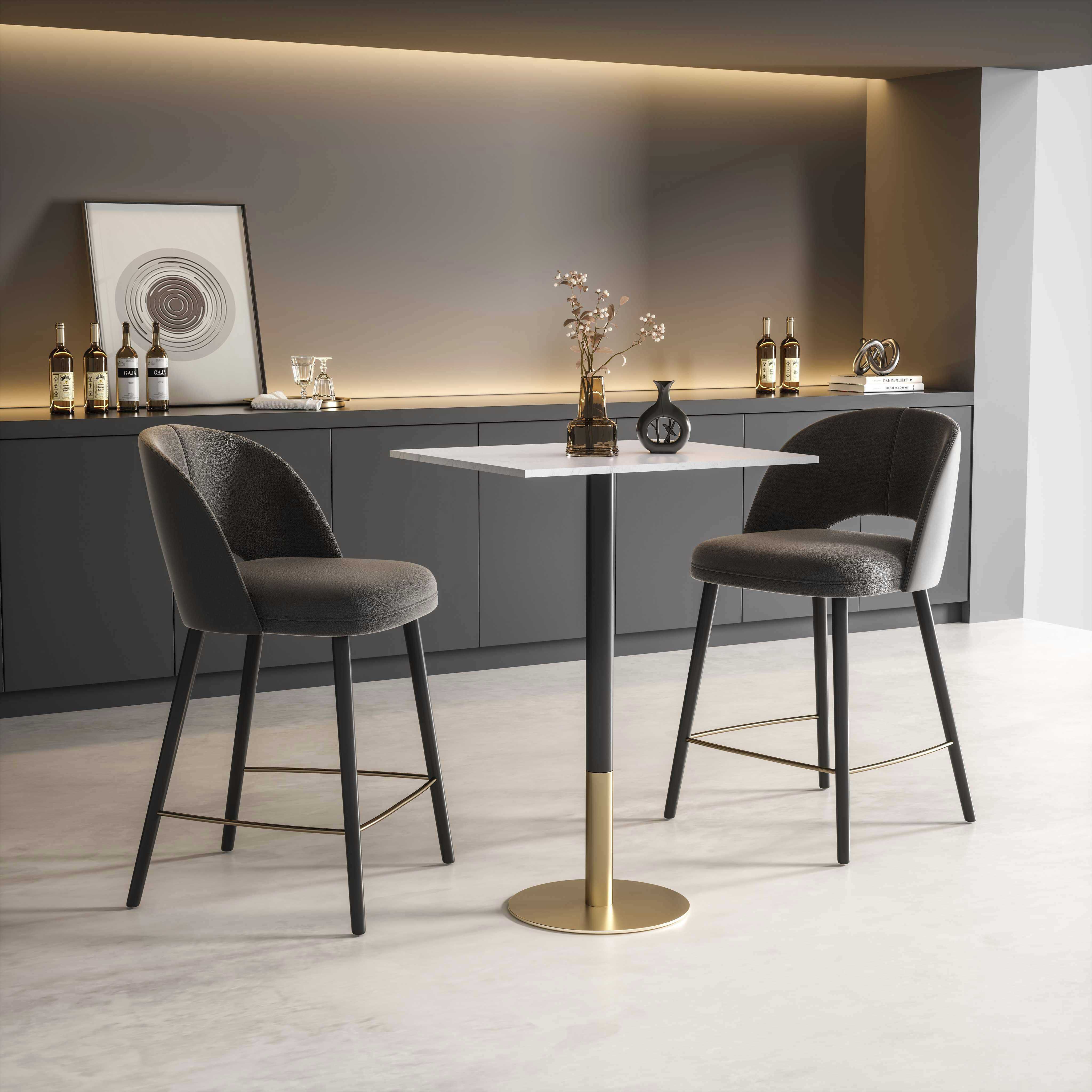 Ronan 39.5 X 28 inch White and Gold Pub Table